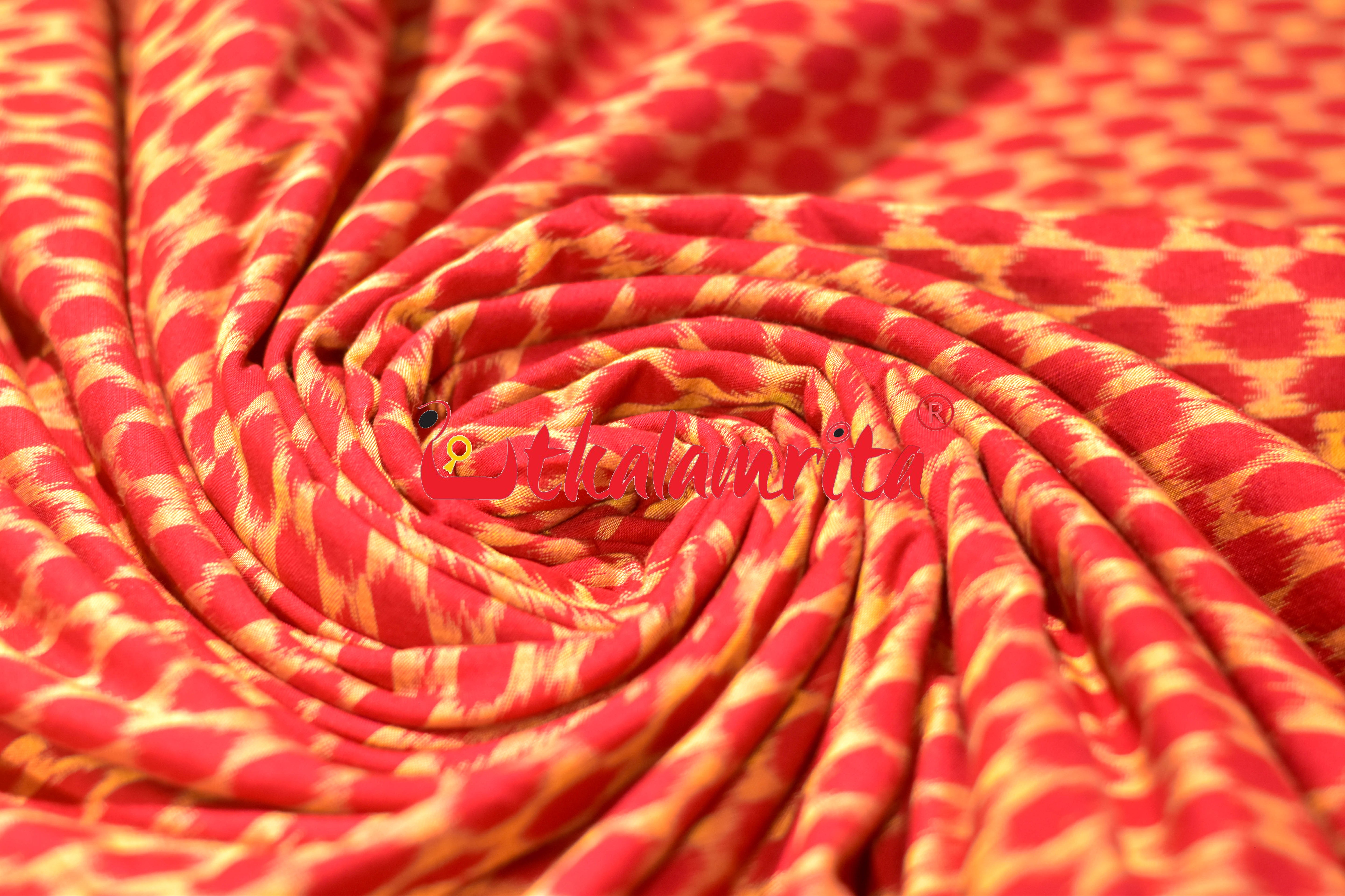 Beehives Red Yellow Sambalpuri Cotton (Fabric)
