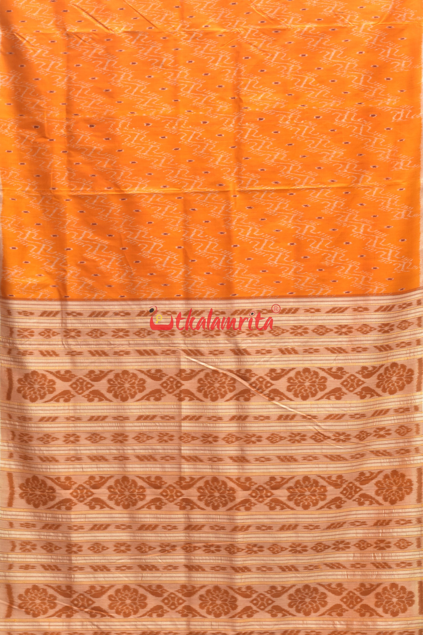 Mustard With White Dali Khandua Silk Saree