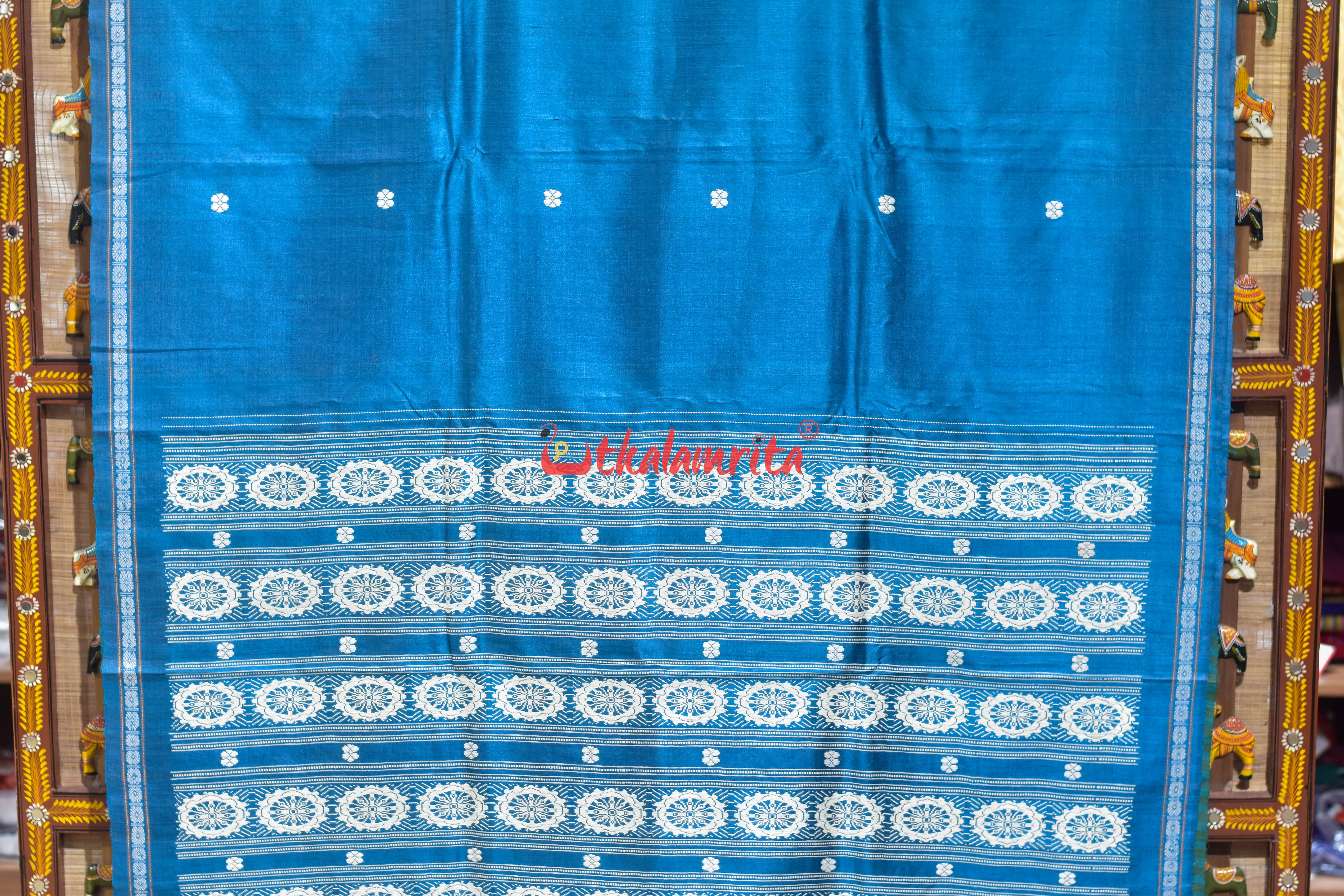 Copper Sulphate Dobby Chakra Gopalpur Tussar Silk Saree