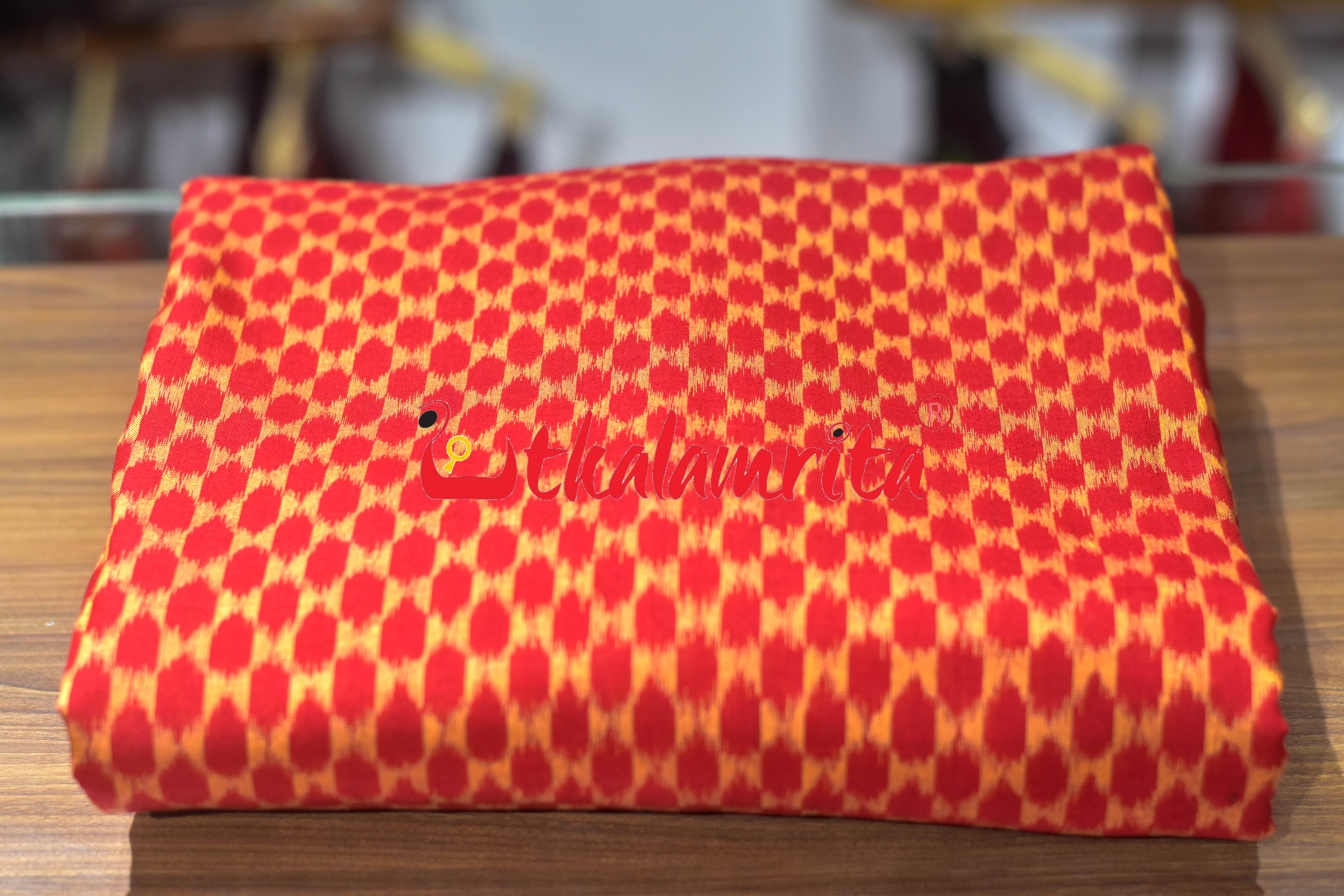 Beehives Red Yellow Sambalpuri Cotton (Fabric)