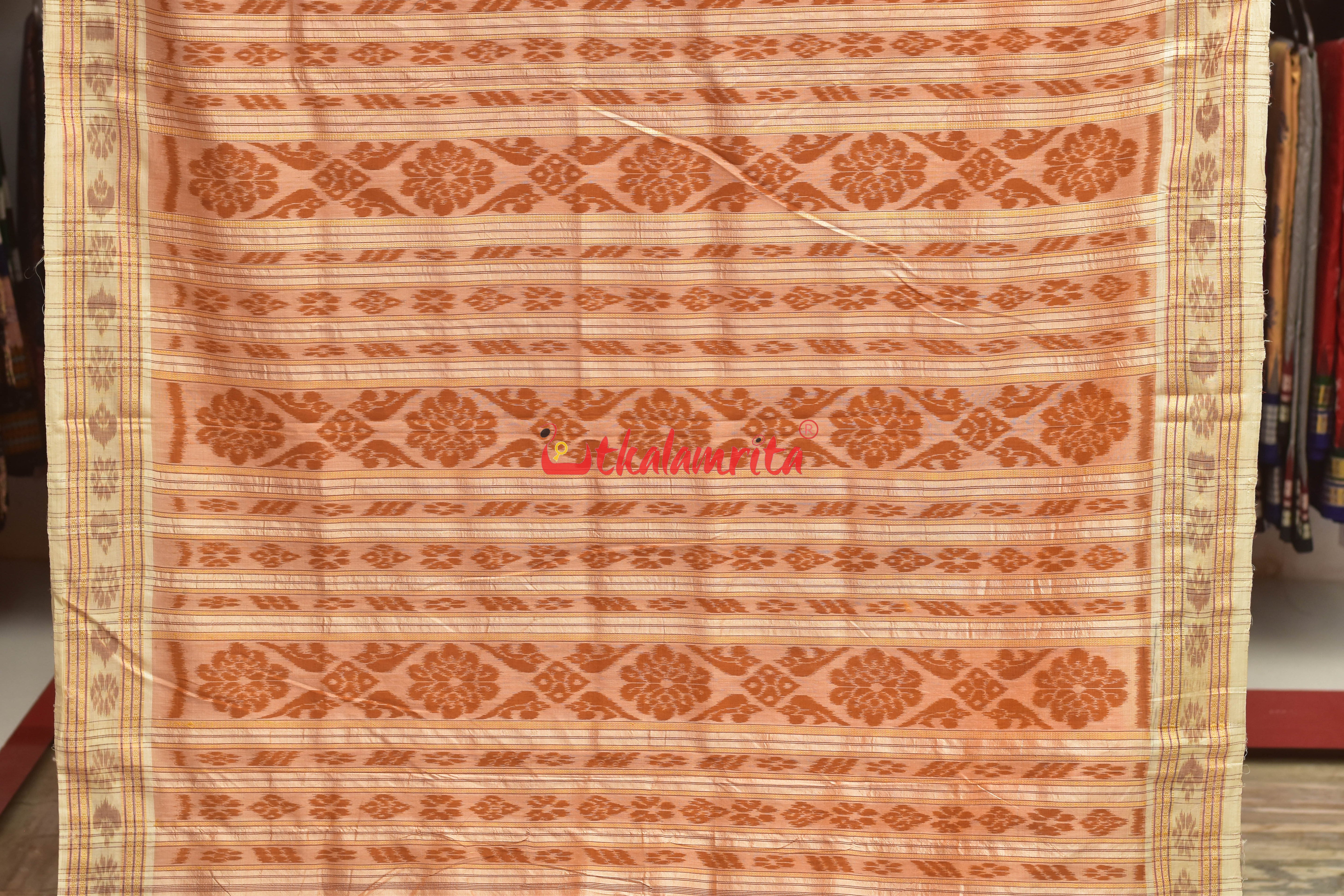 Mustard With White Dali Khandua Silk Saree