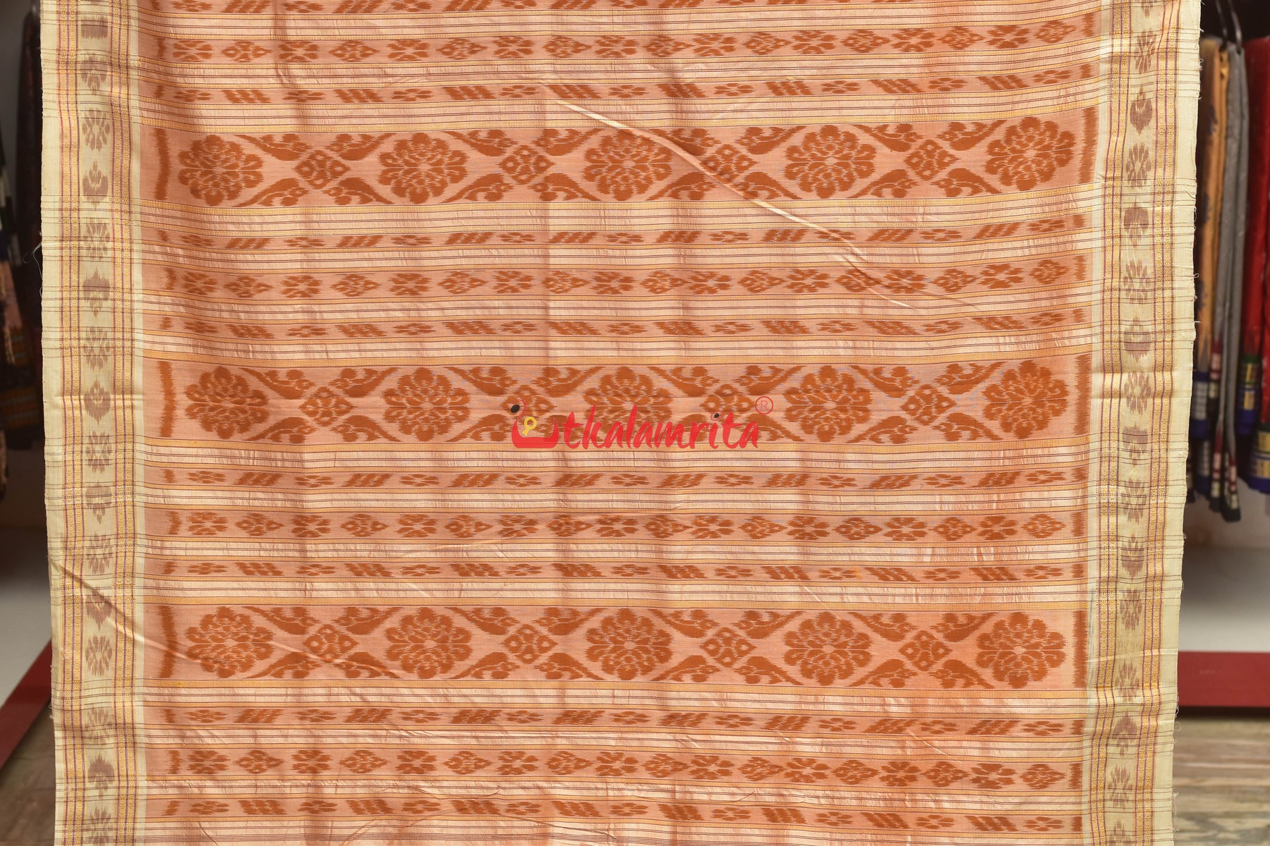 Mustard With White Dali Khandua Silk Saree