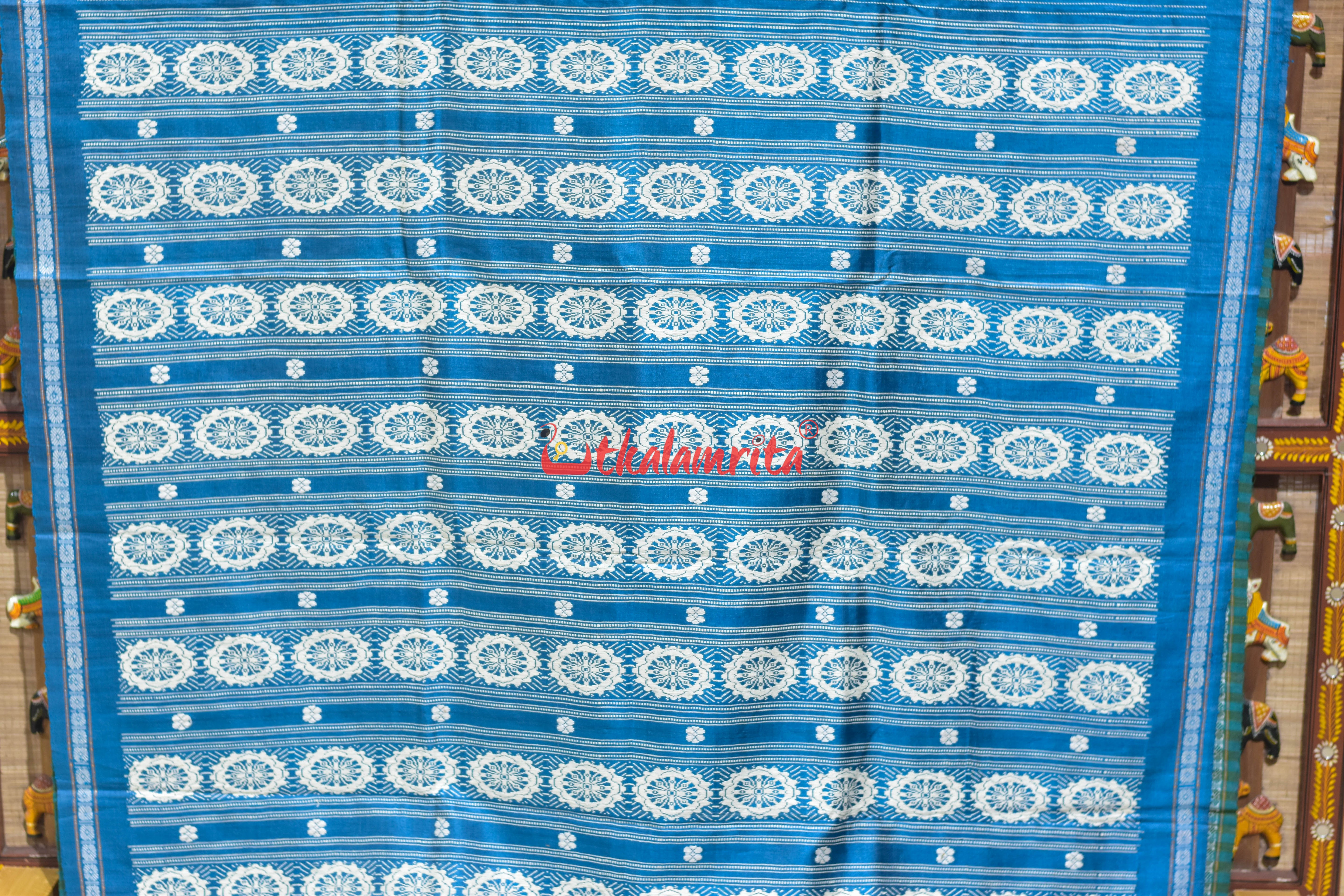 Copper Sulphate Dobby Chakra Gopalpur Tussar Silk Saree