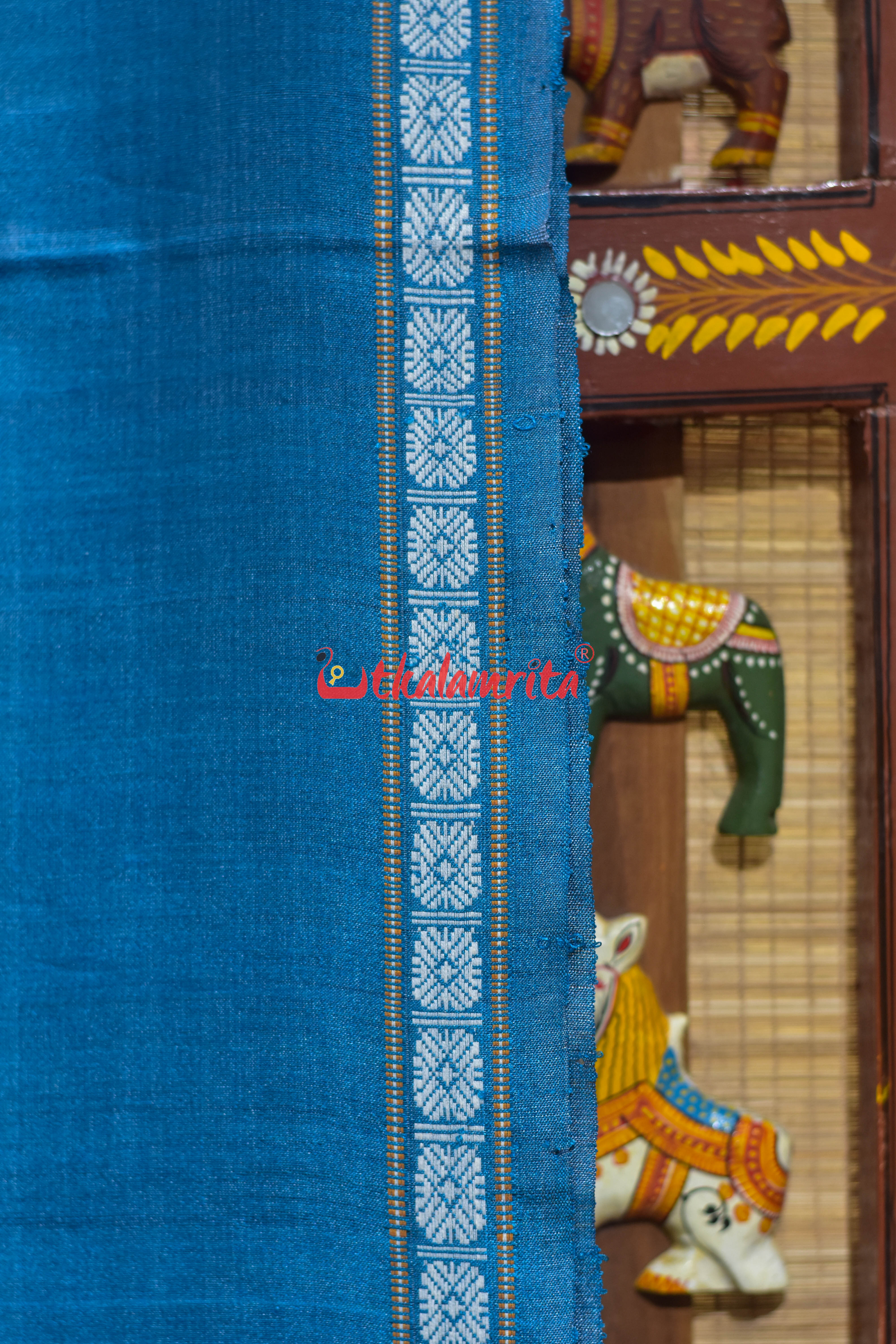 Copper Sulphate Dobby Chakra Gopalpur Tussar Silk Saree
