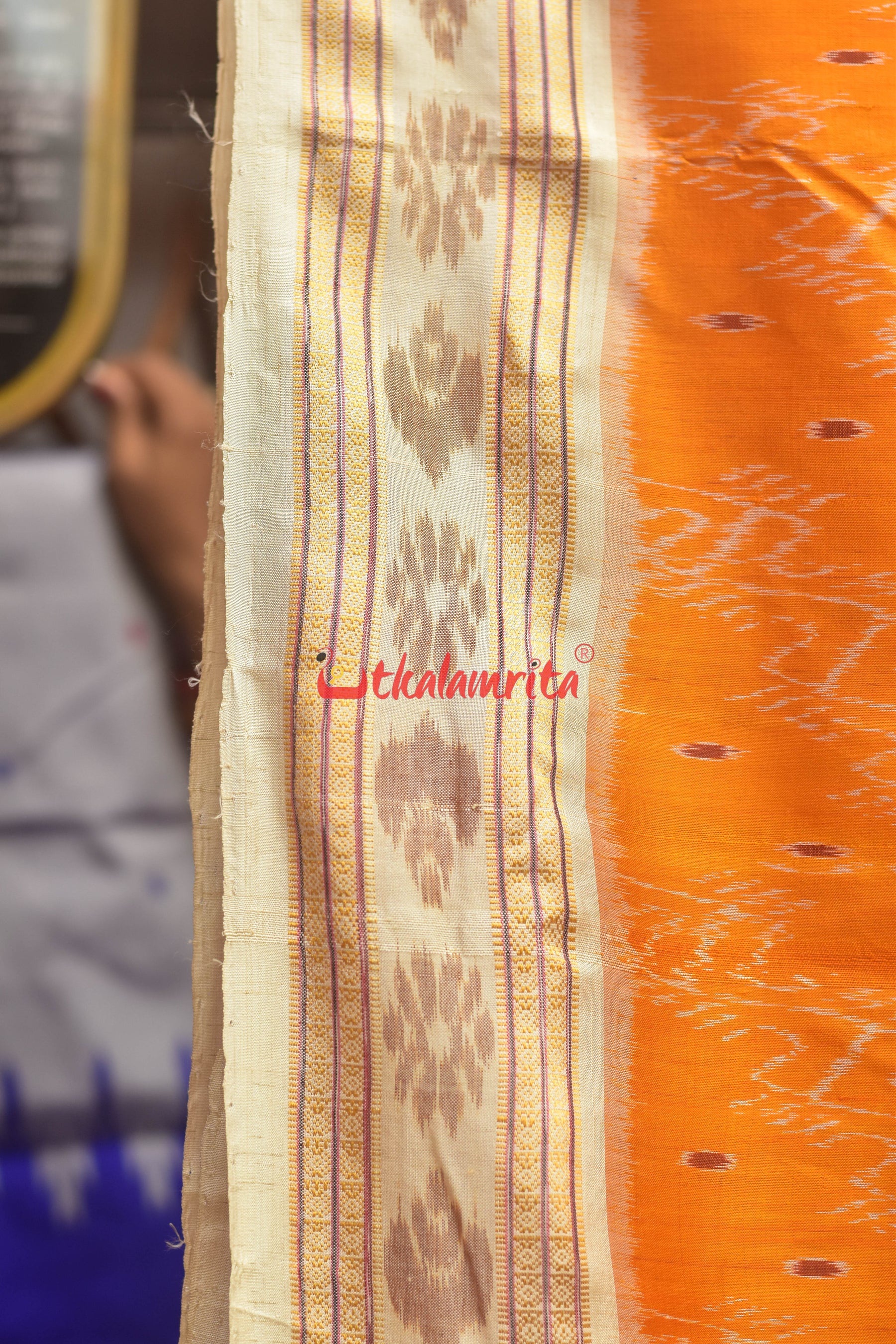 Mustard With White Dali Khandua Silk Saree