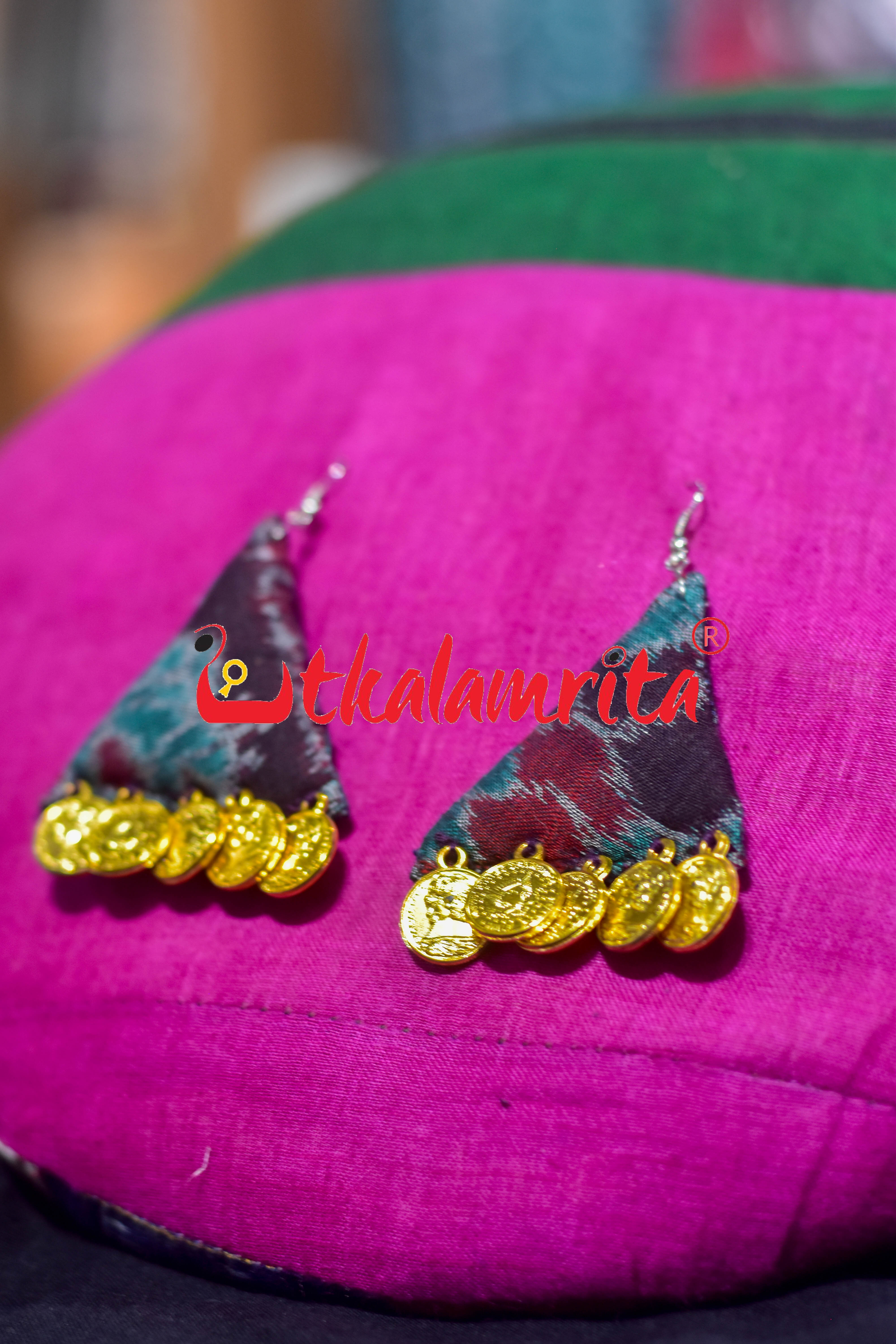 Black Golden Jhumka (Handloom Earrings)