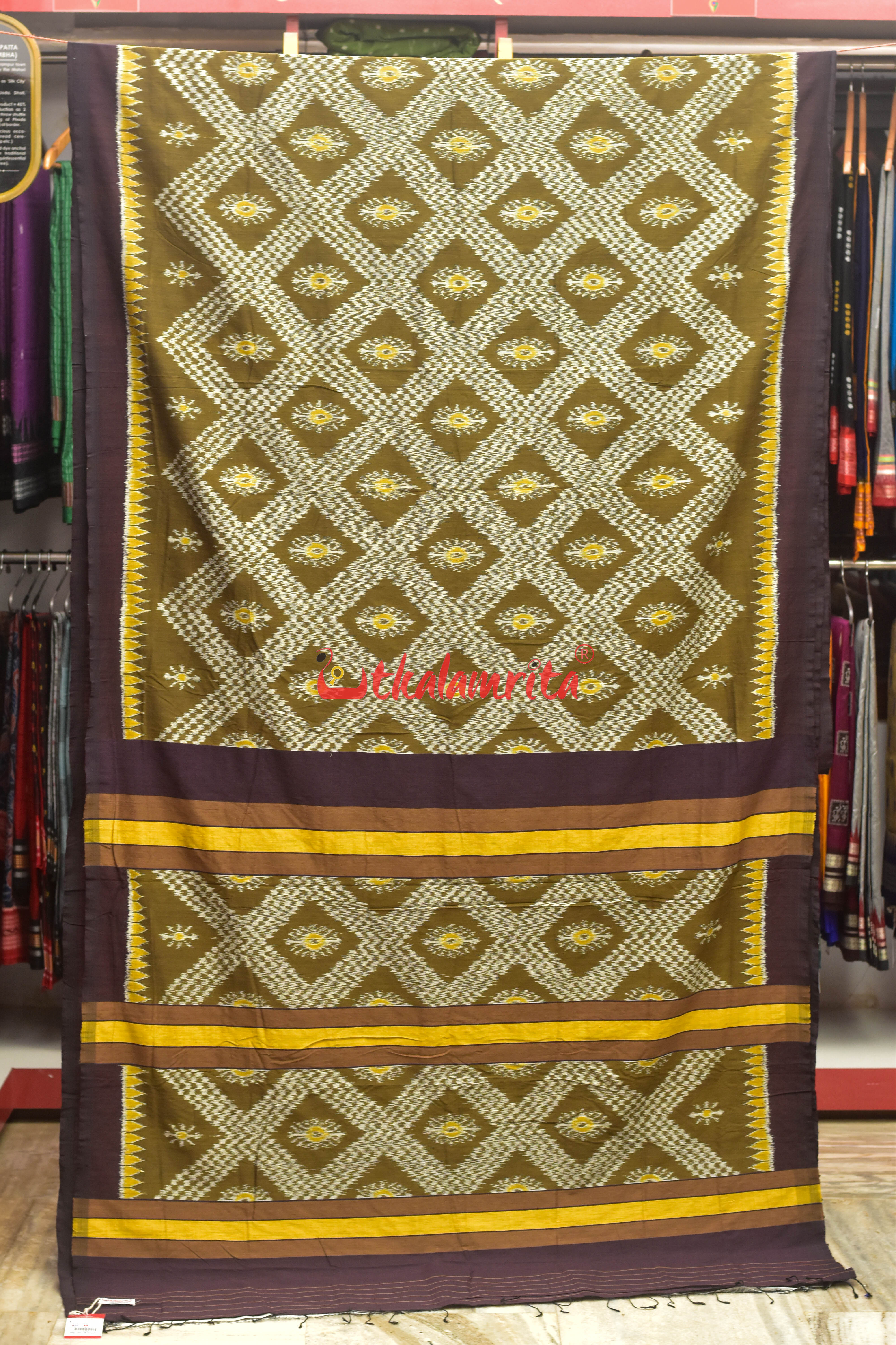 Mehendi Tarabali Eri Silk Khandua Silk Saree