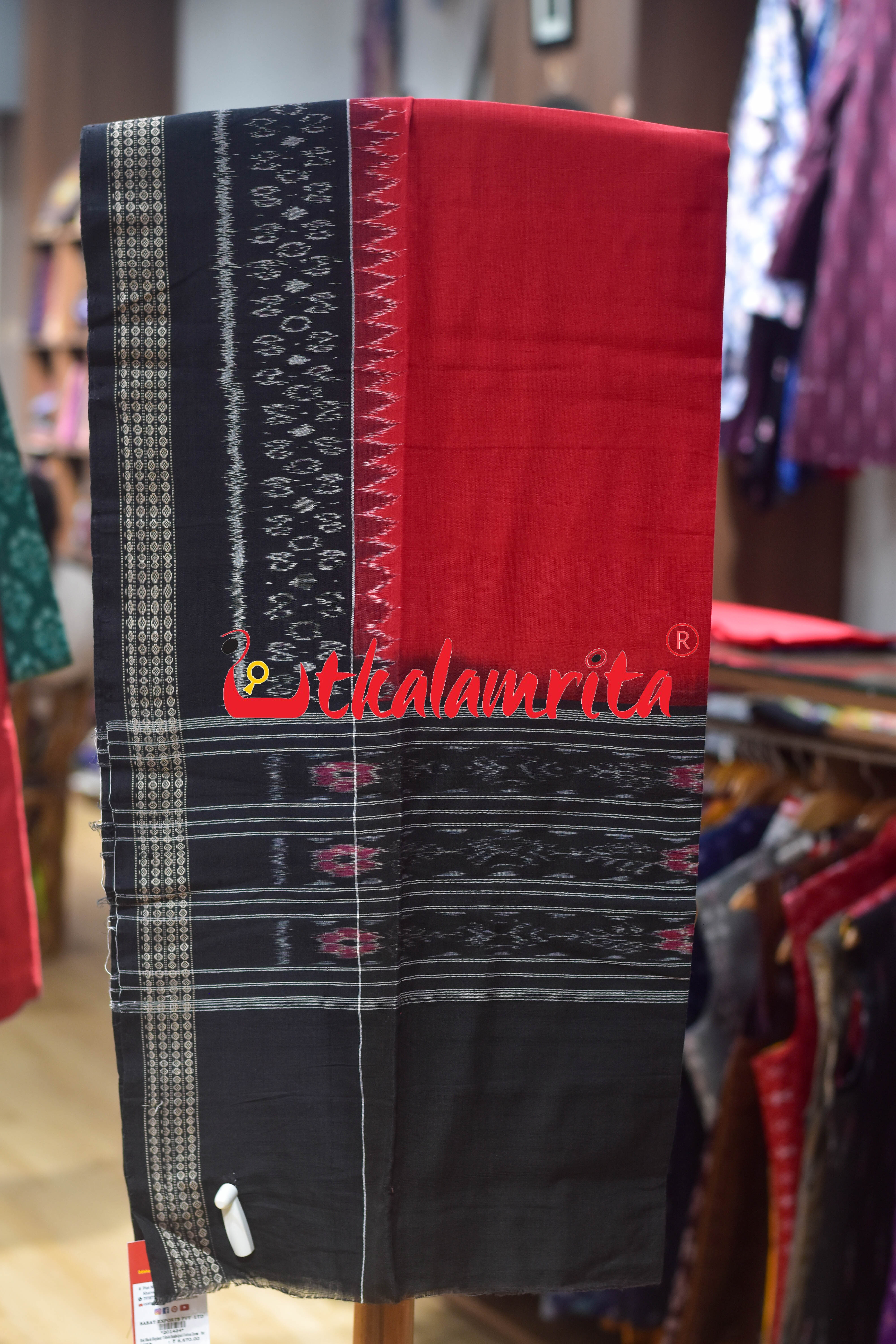 Red Black Elephant Tribals Sambalpuri Cotton Dress Set