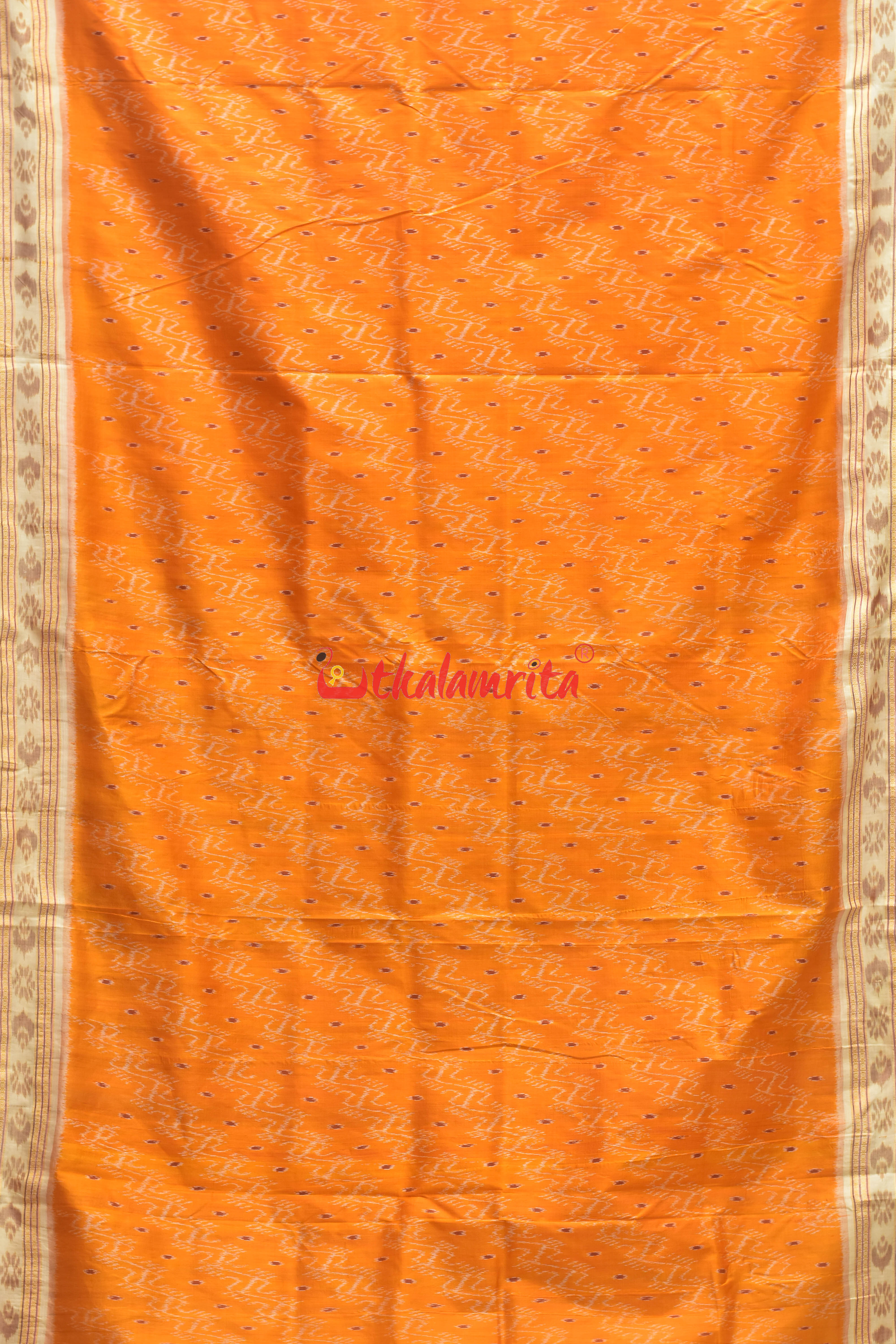 Mustard With White Dali Khandua Silk Saree