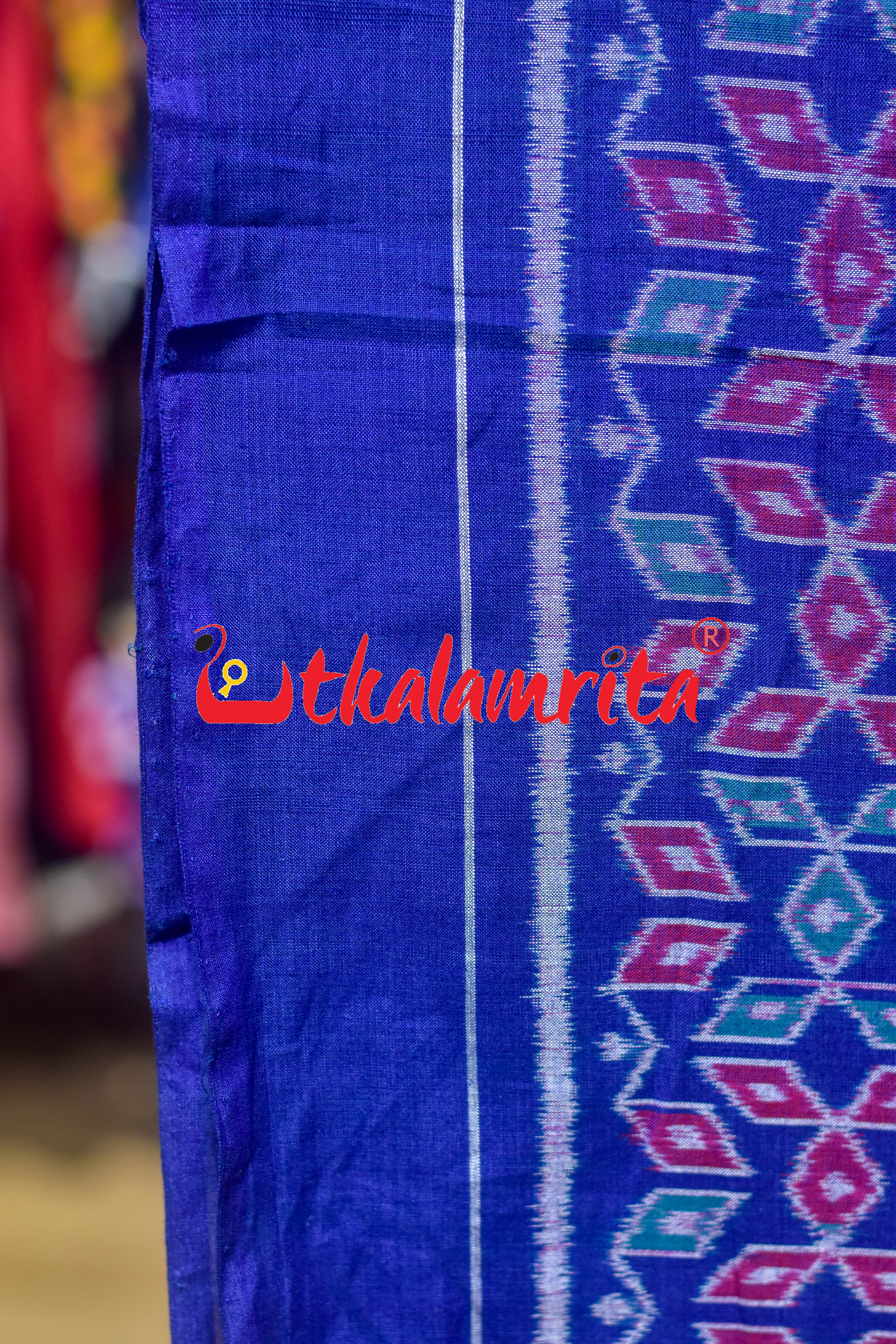 Blue Magenta Mitsubishi Logo Sambalpuri Cotton (Fabric)