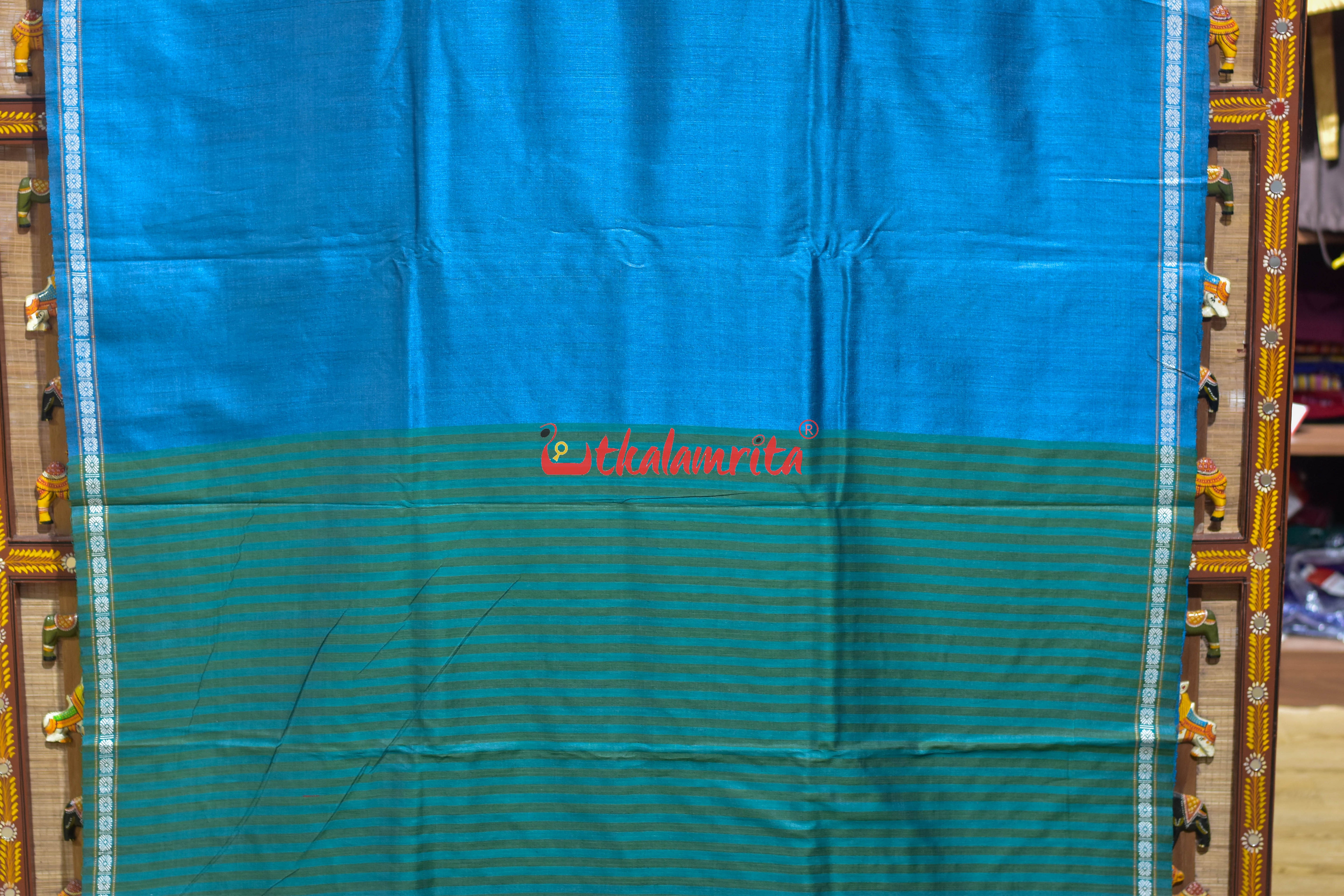 Copper Sulphate Dobby Chakra Gopalpur Tussar Silk Saree