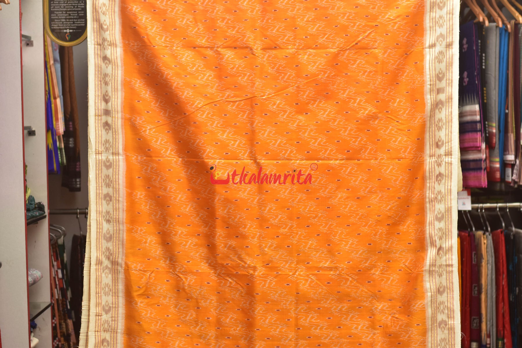 Mustard With White Dali Khandua Silk Saree
