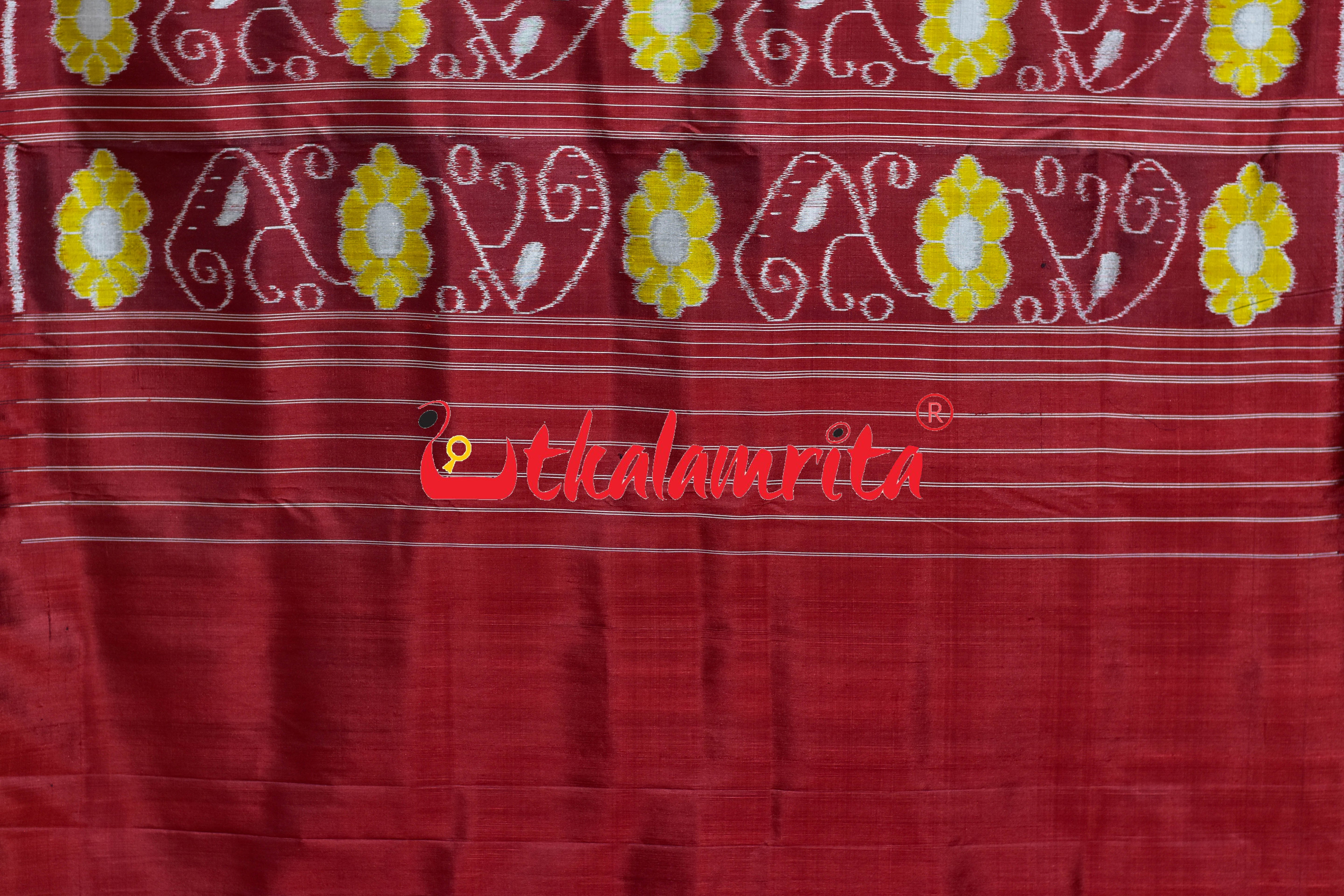 Wine Maroon Chita Nabakothi Khandua Silk Saree