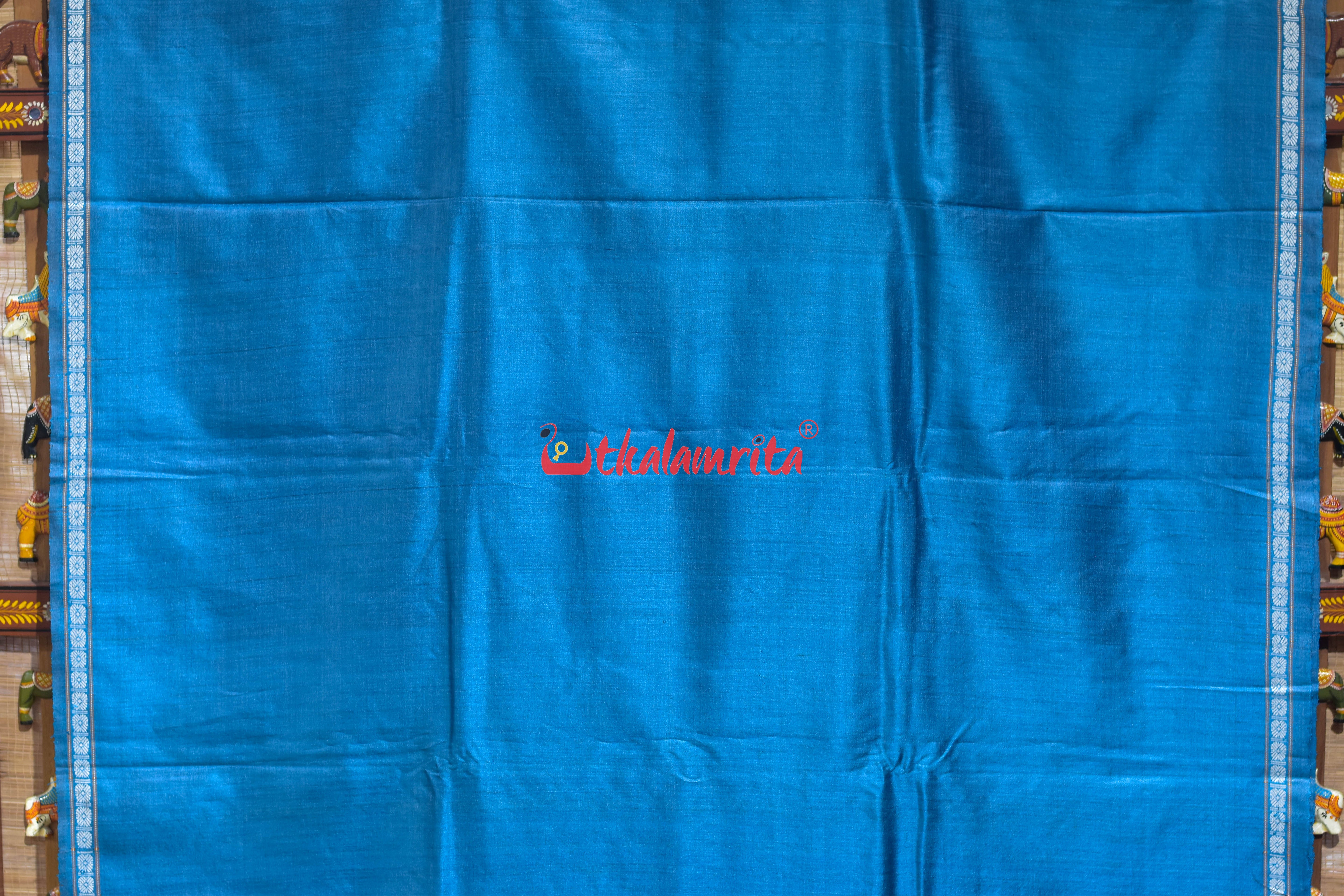 Copper Sulphate Dobby Chakra Gopalpur Tussar Silk Saree