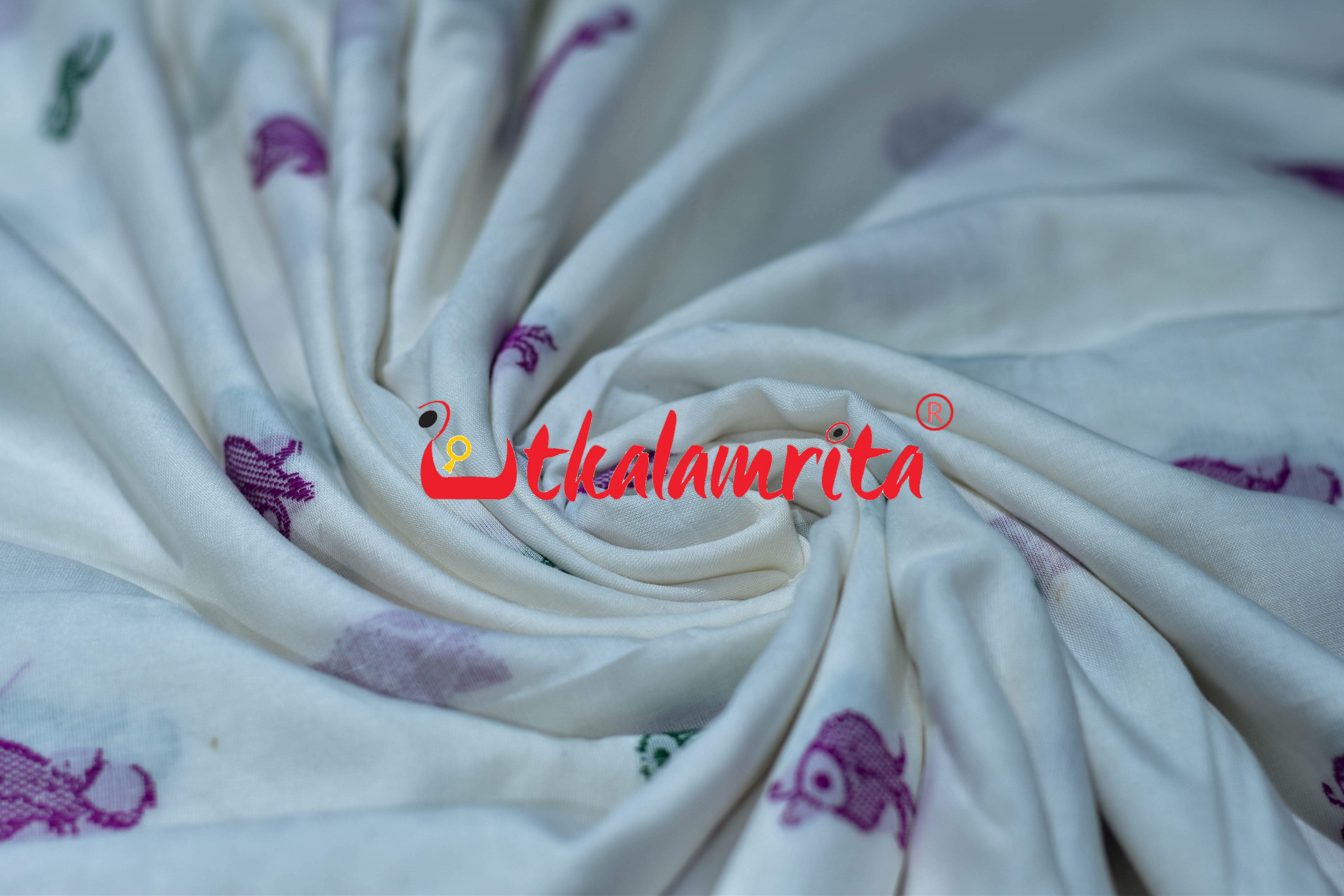 White Fish Bomkai Cotton (Fabric)