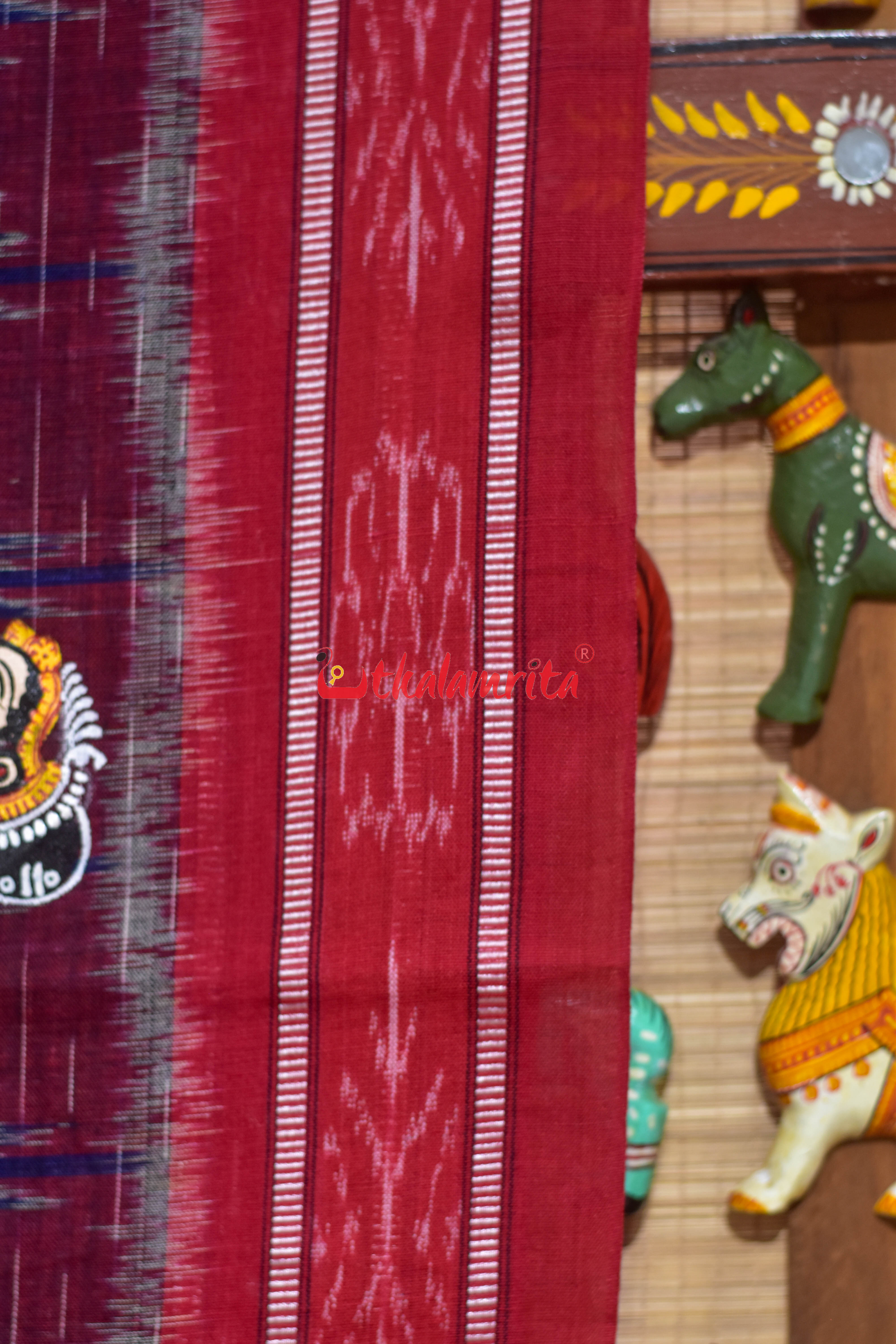 Navy Blue Jharana with Diwali Pattachitra Cotton Saree