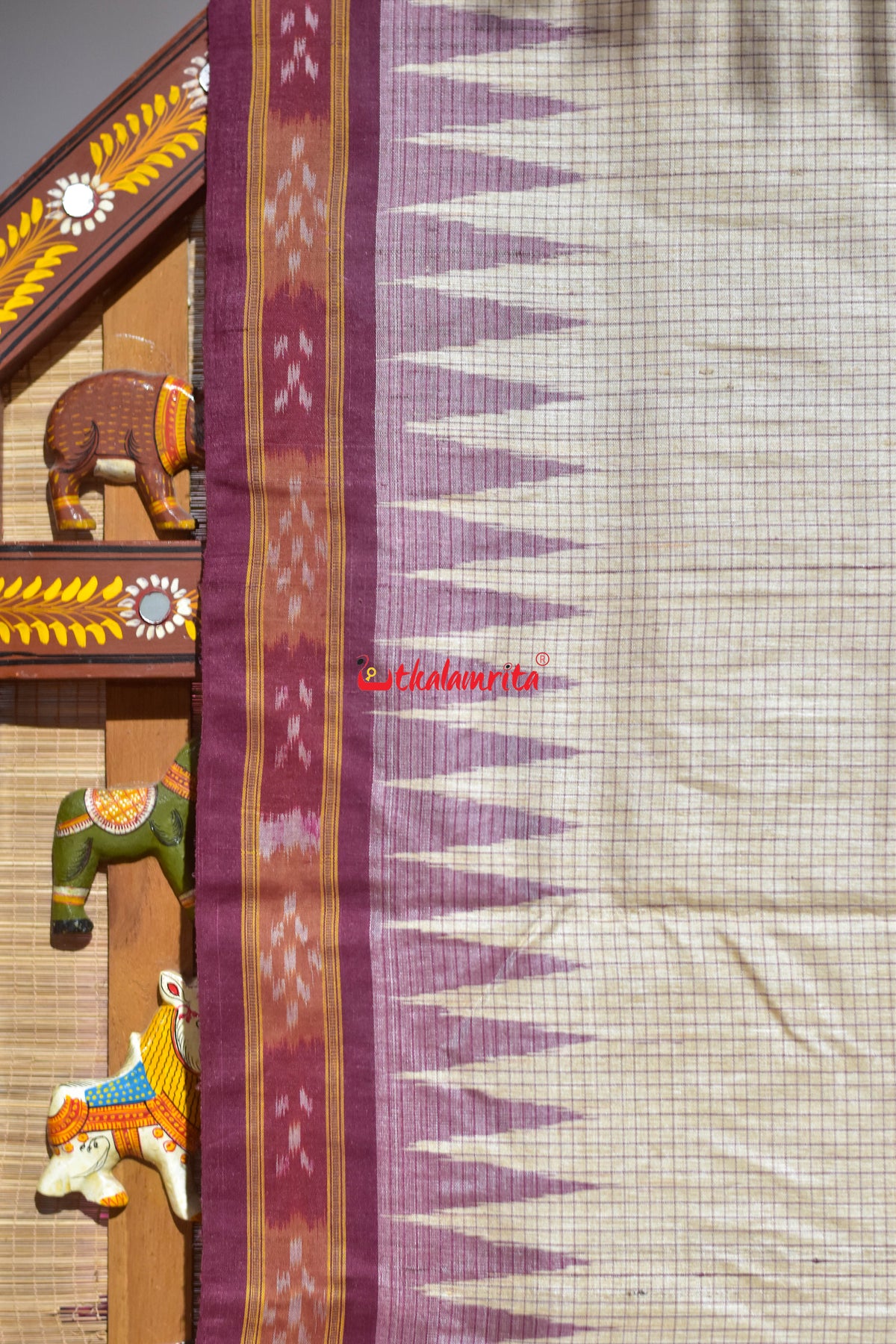 Natural Body Check Border Pasapali Gopalpur Tussar Silk Saree