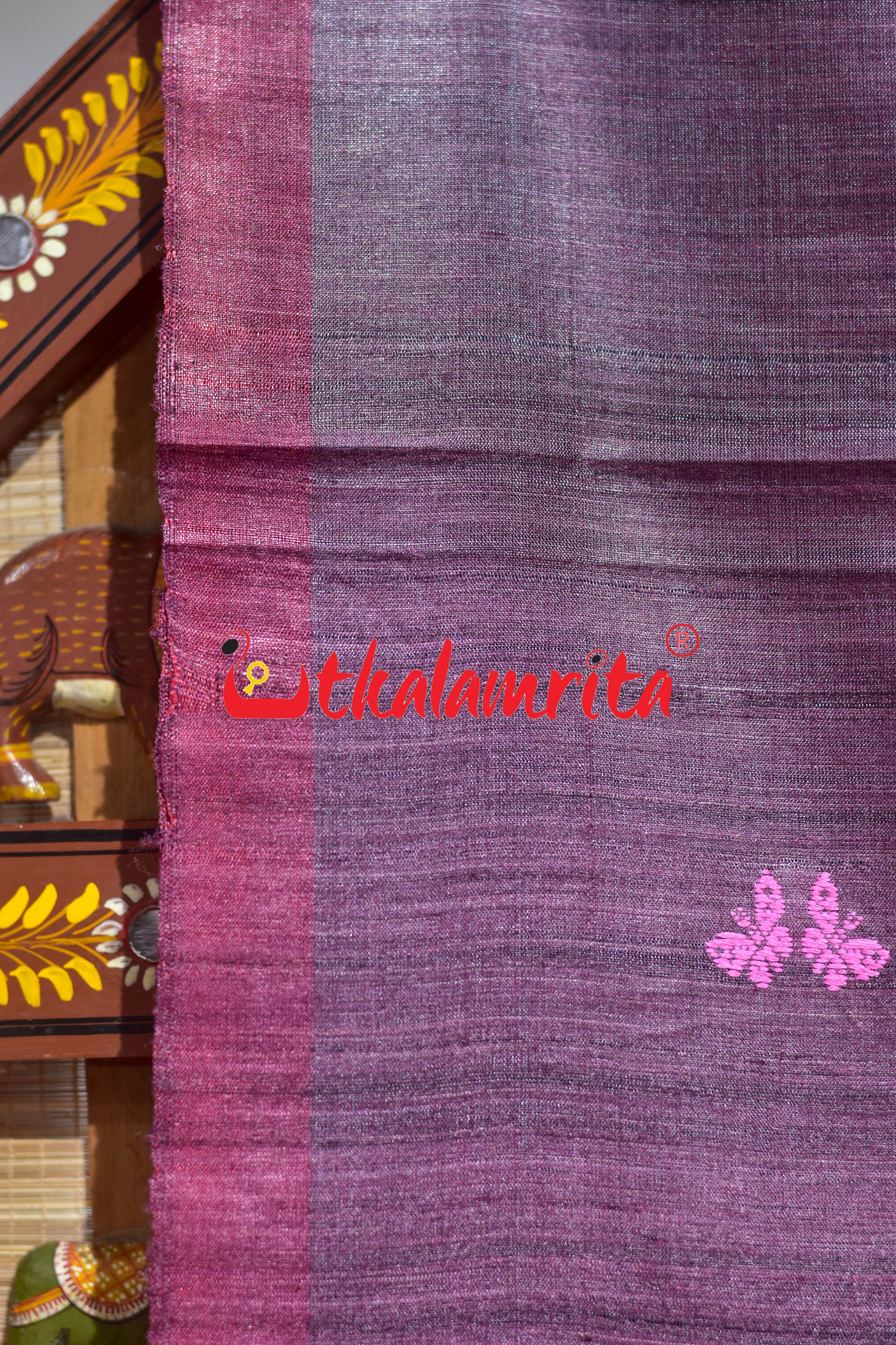Wine Multicolor Butterfly Gopalpur Tussar Saree