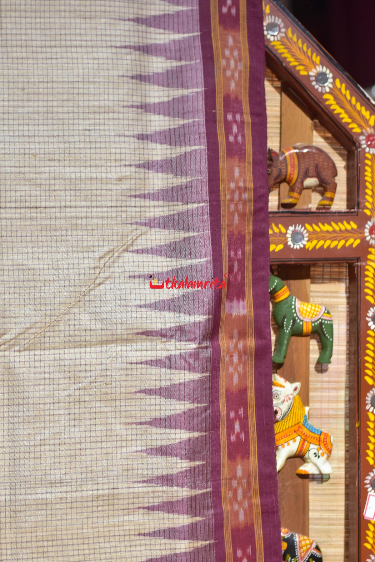 Natural Body Check Border Pasapali Gopalpur Tussar Silk Saree