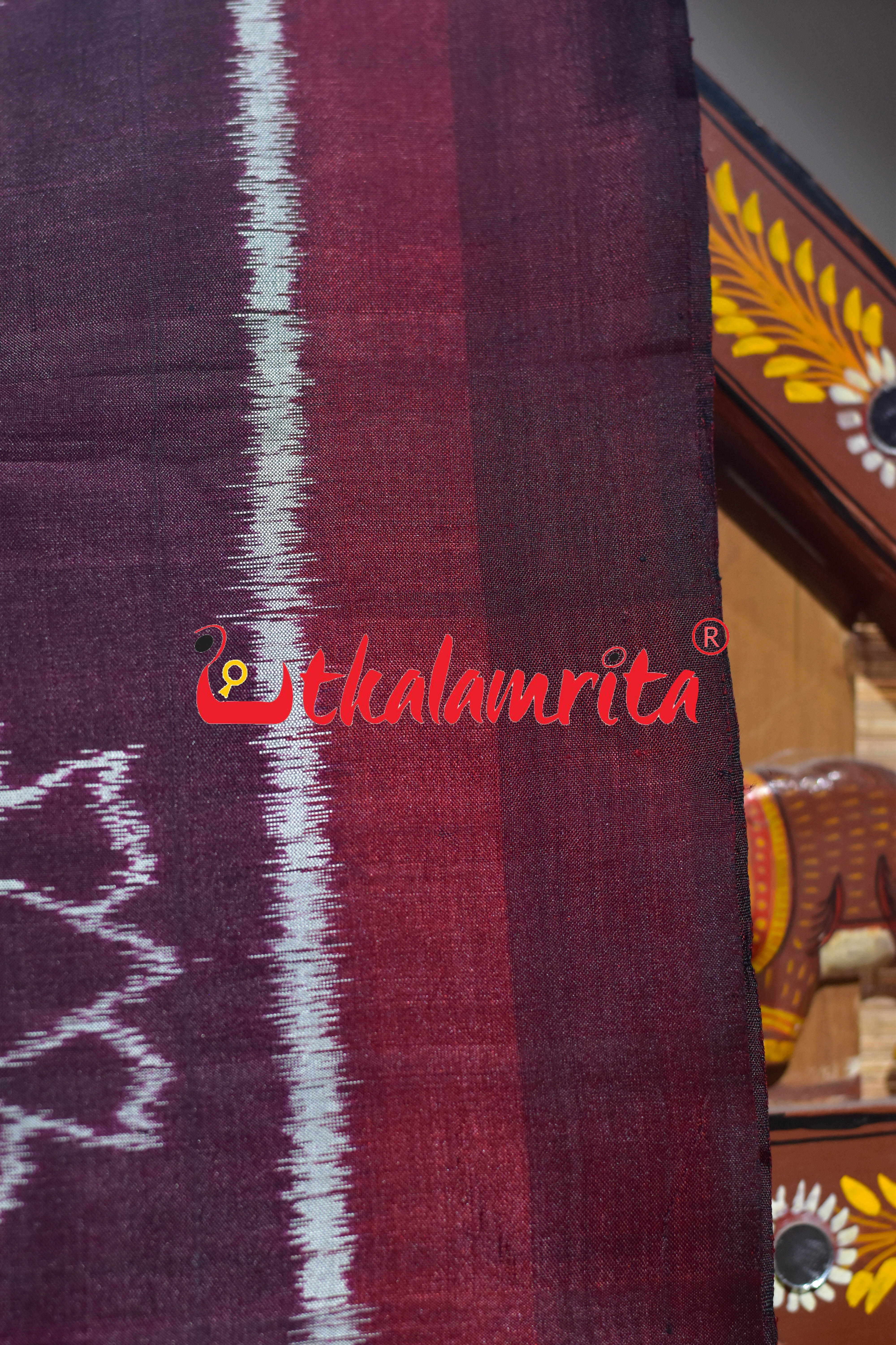 Wine Maroon Chita Nabakothi Khandua Silk Saree