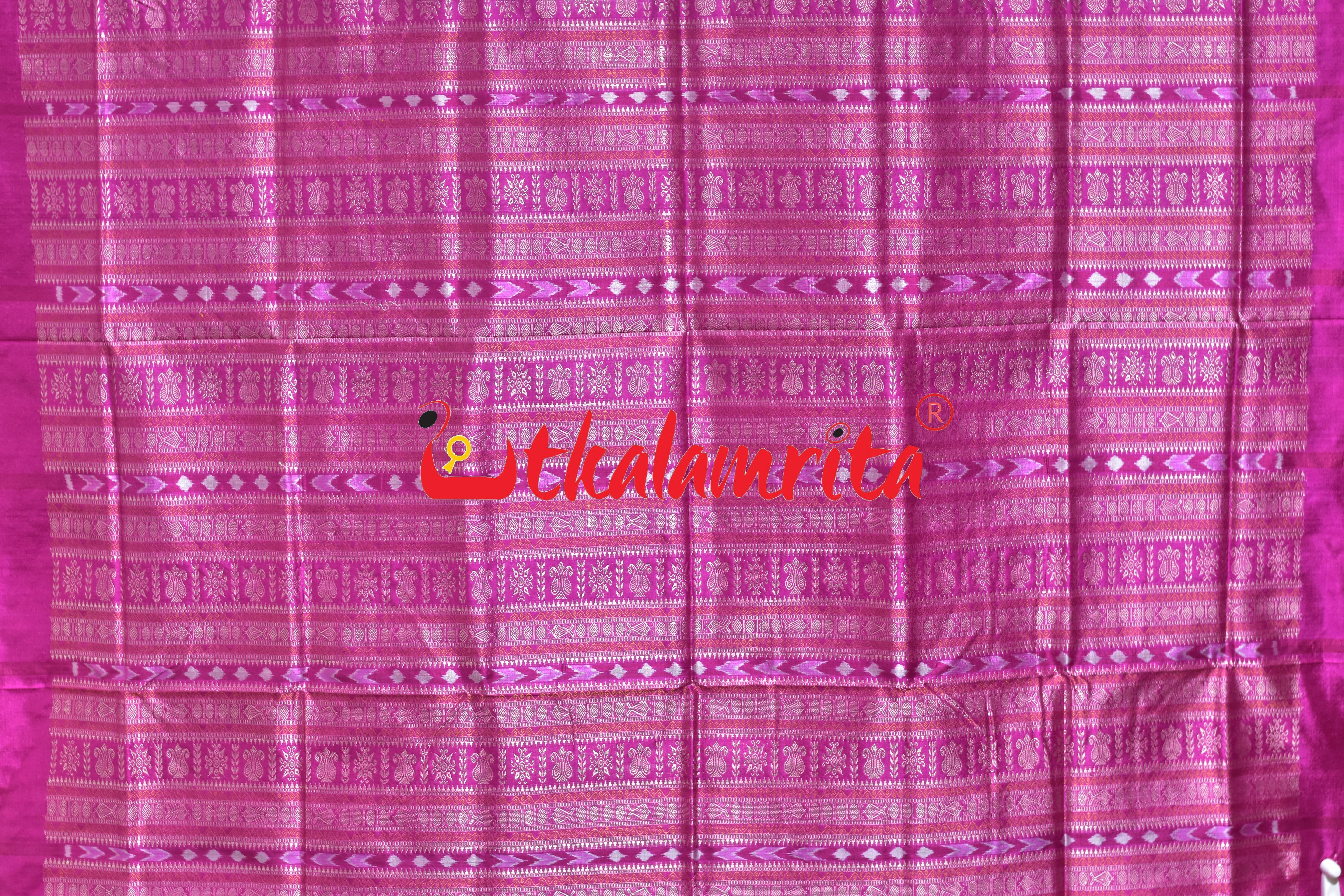 Rama Green Rani Bomkai Silk Saree