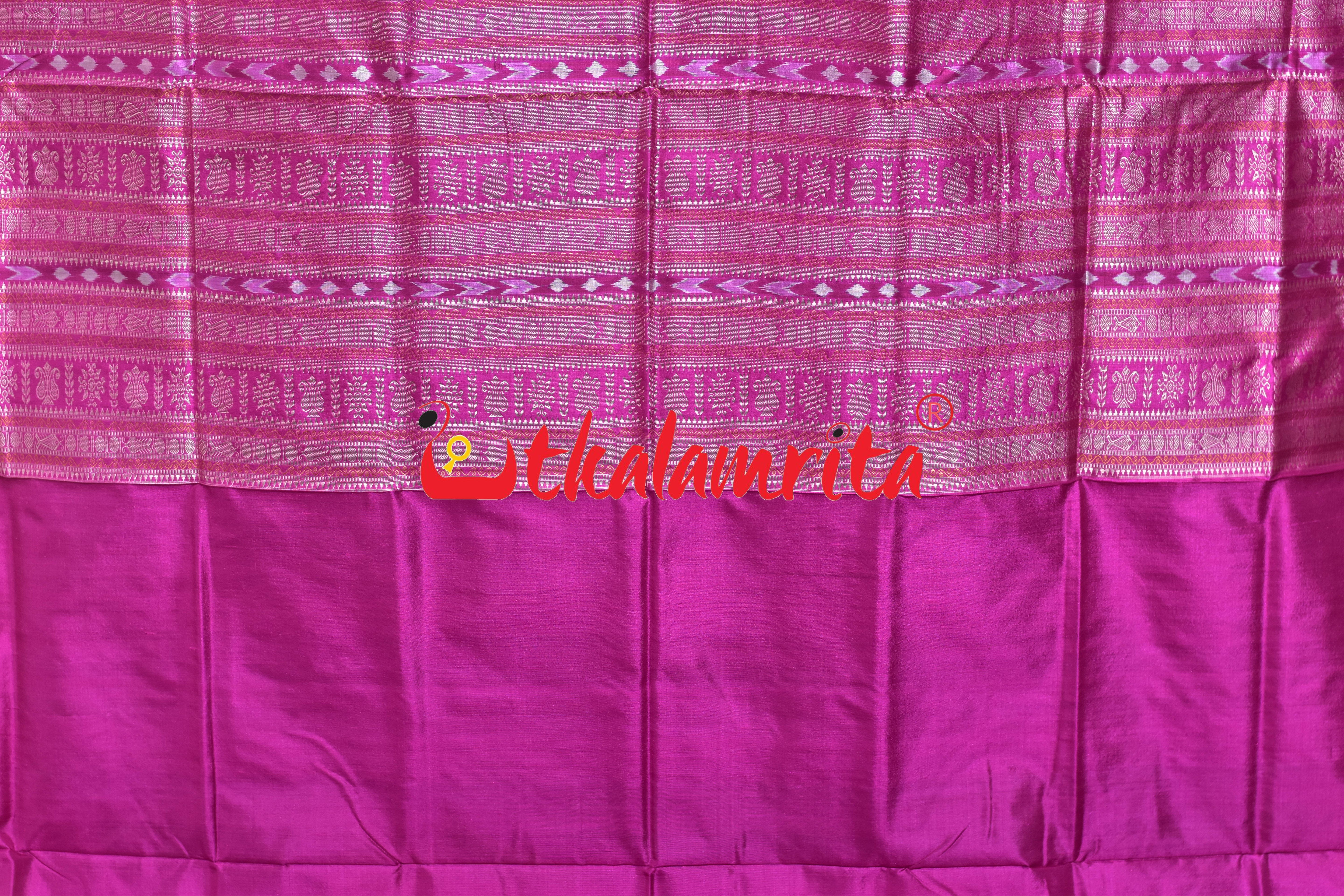 Rama Green Rani Bomkai Silk Saree