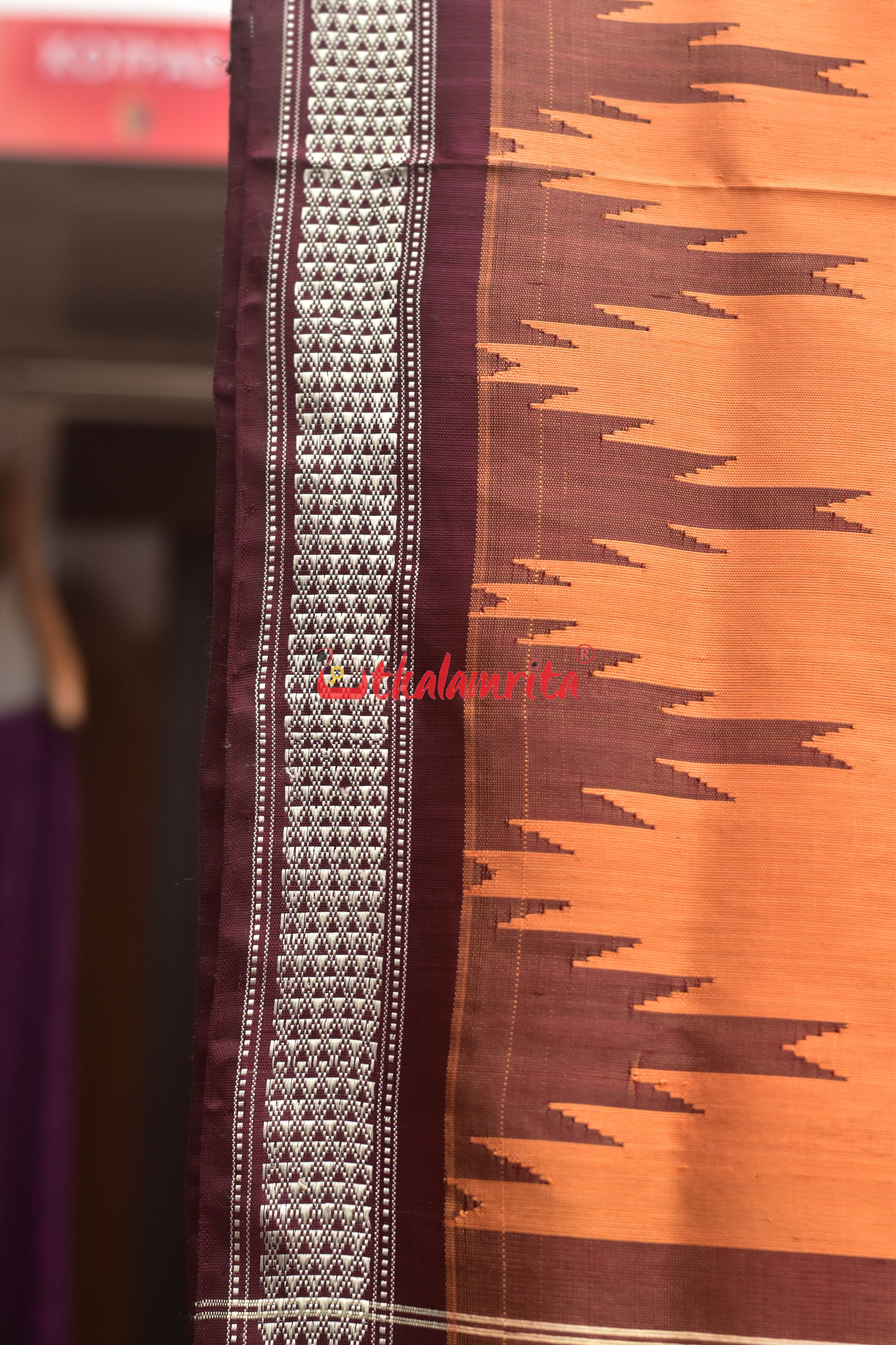 Orange Creamsicle Double Anchal Berhampuri Silk Saree