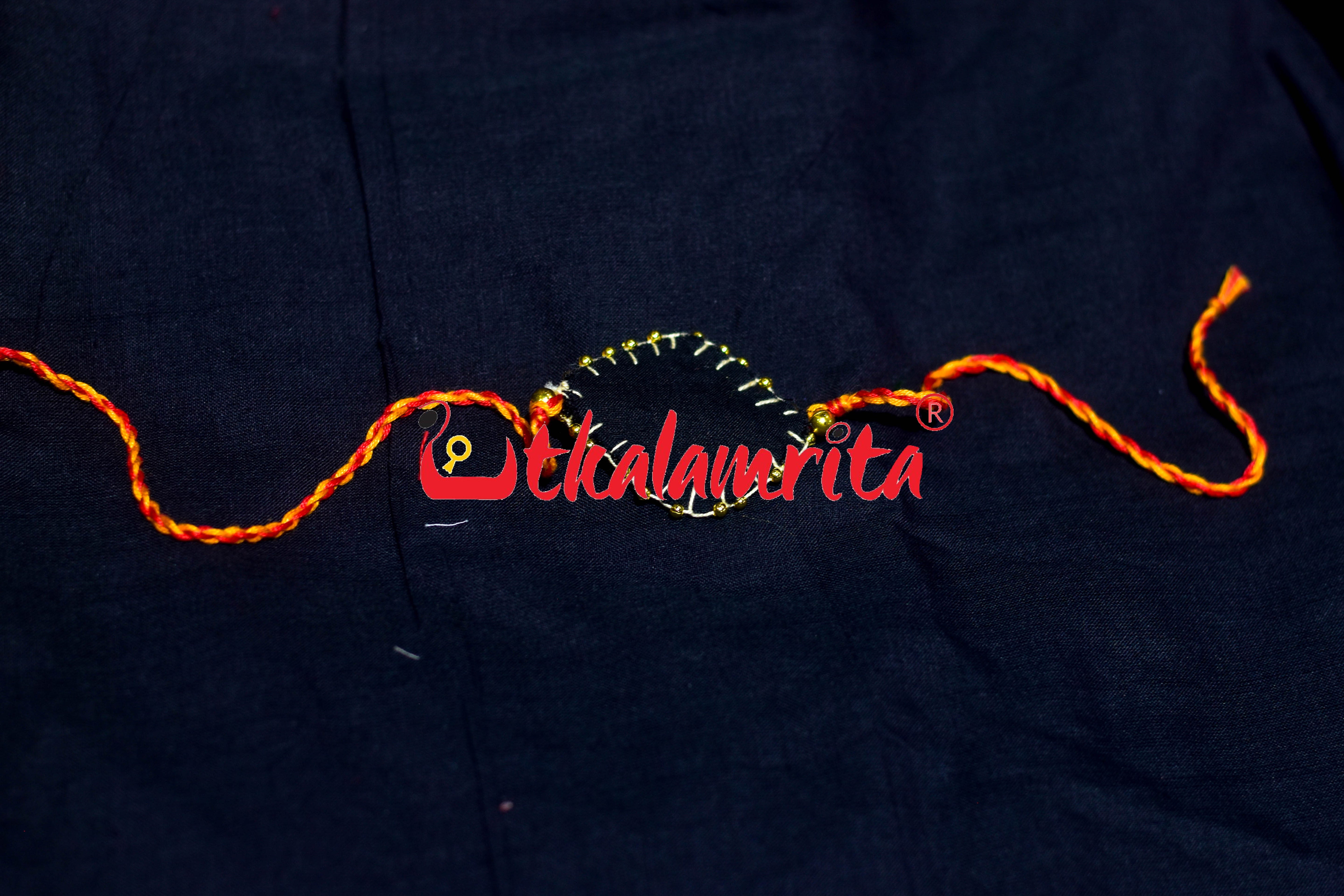 Black Chandrika Golden Mali (Ikat Rakhi)