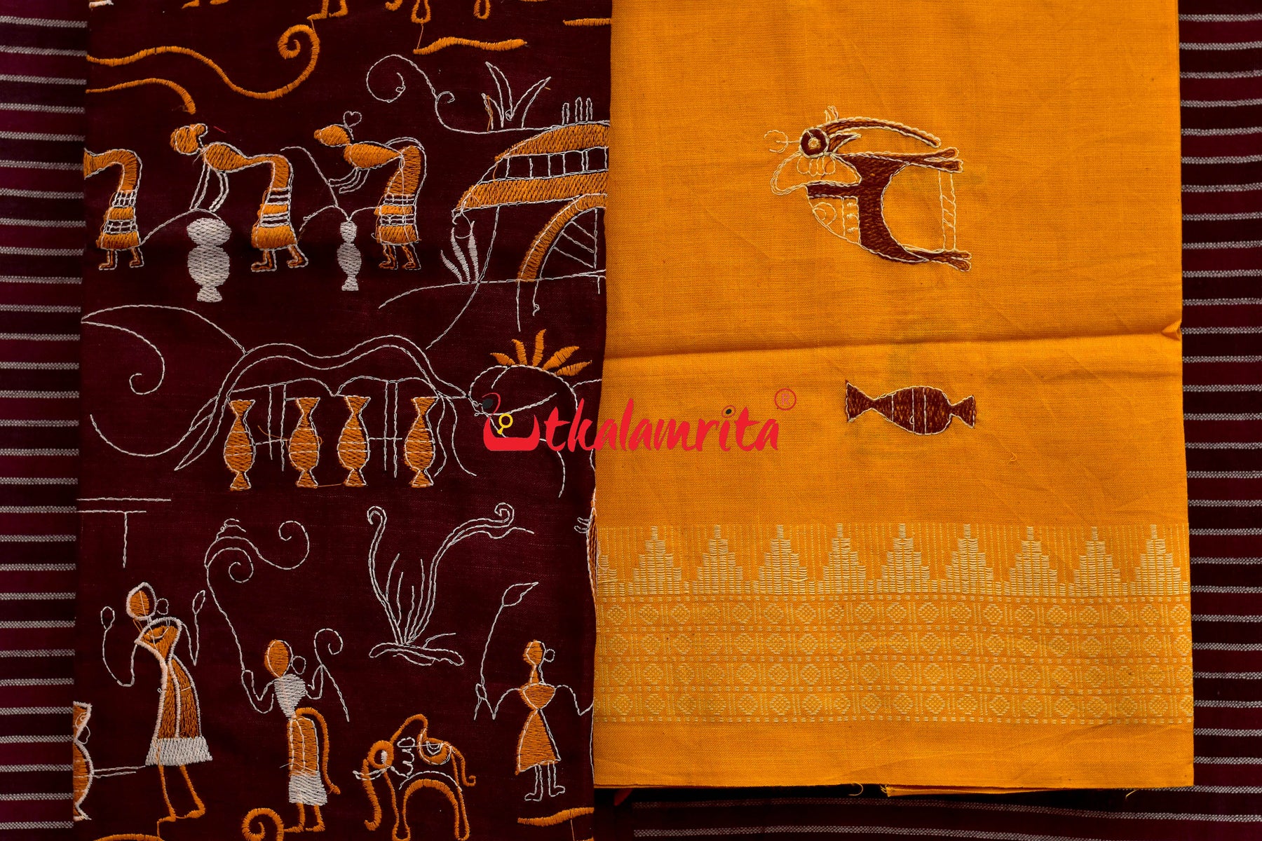 Maroon Yellow Tribal Village Dress Set