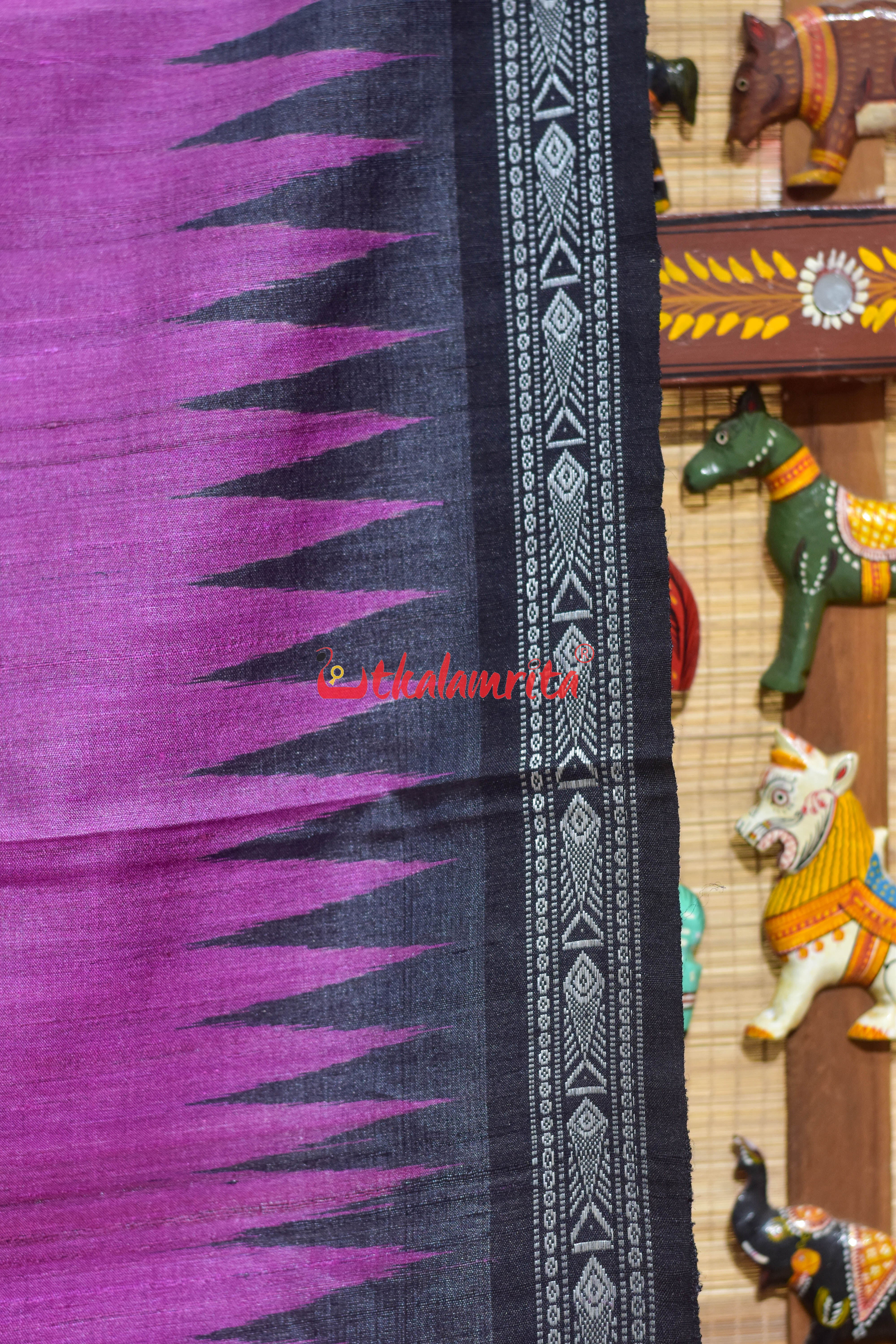 Magenta Black Jala Gopalpur Tussar Silk Saree