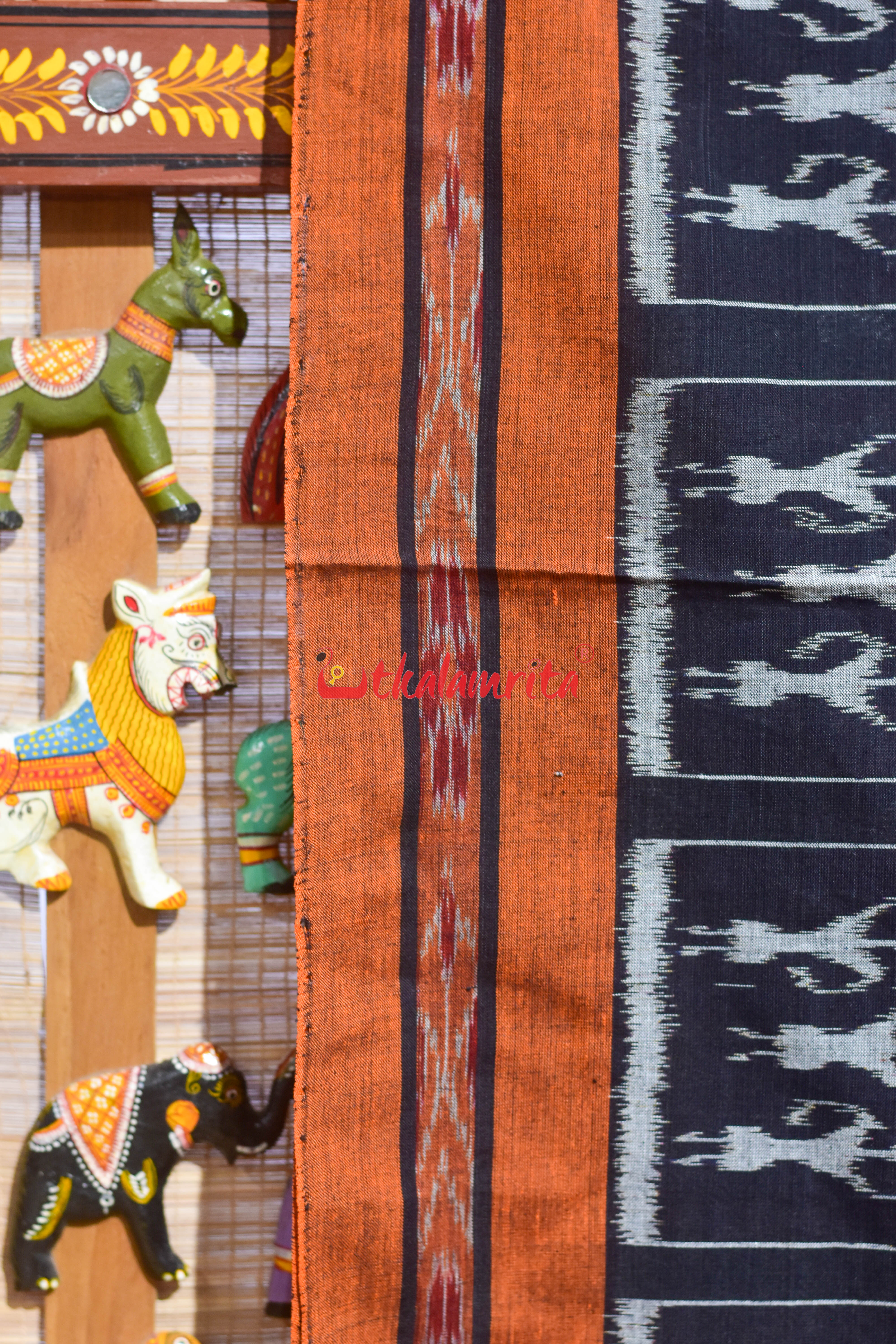 Nabakothi Style Black Rust Khandua Cotton Saree