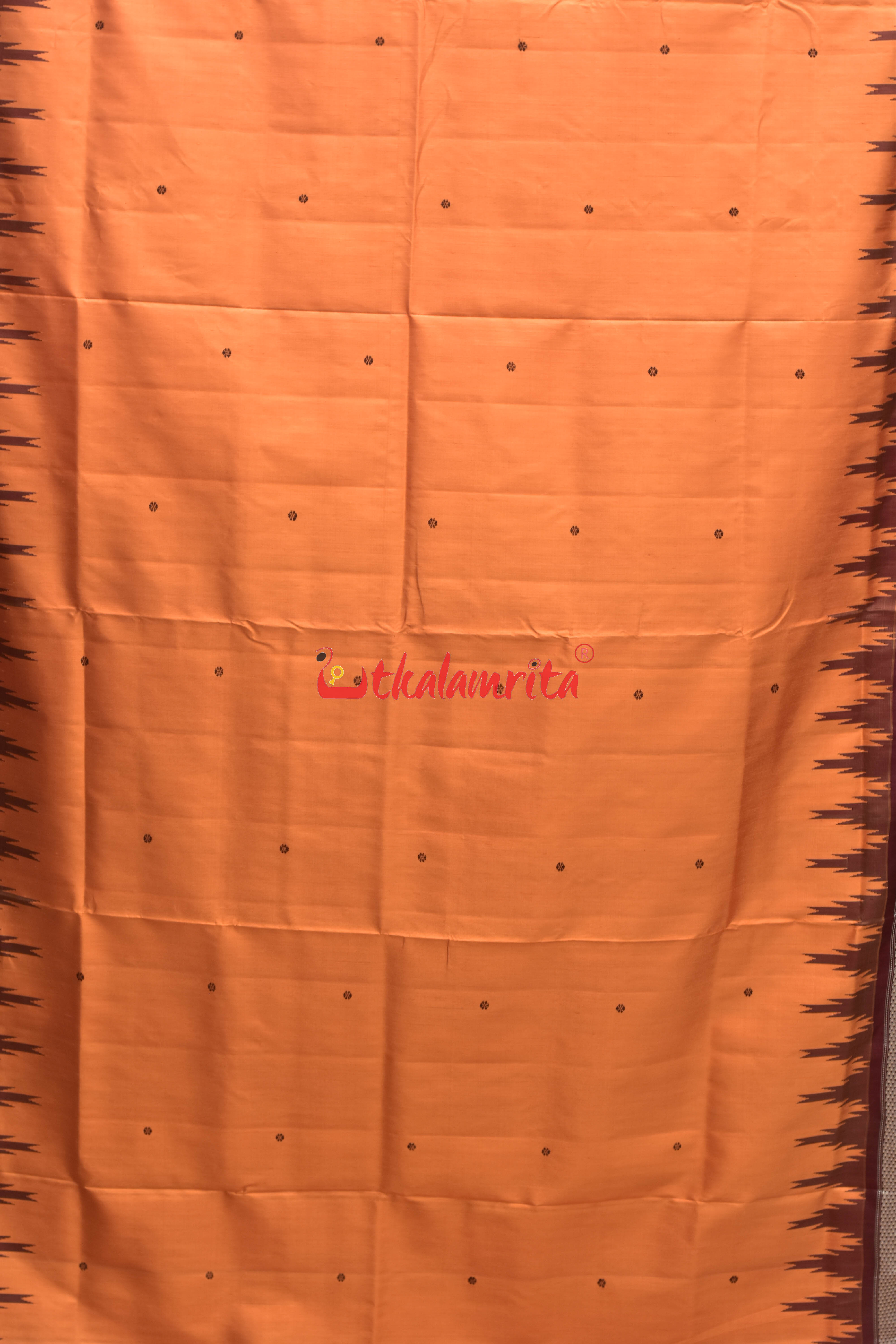 Orange Creamsicle Double Anchal Berhampuri Silk Saree