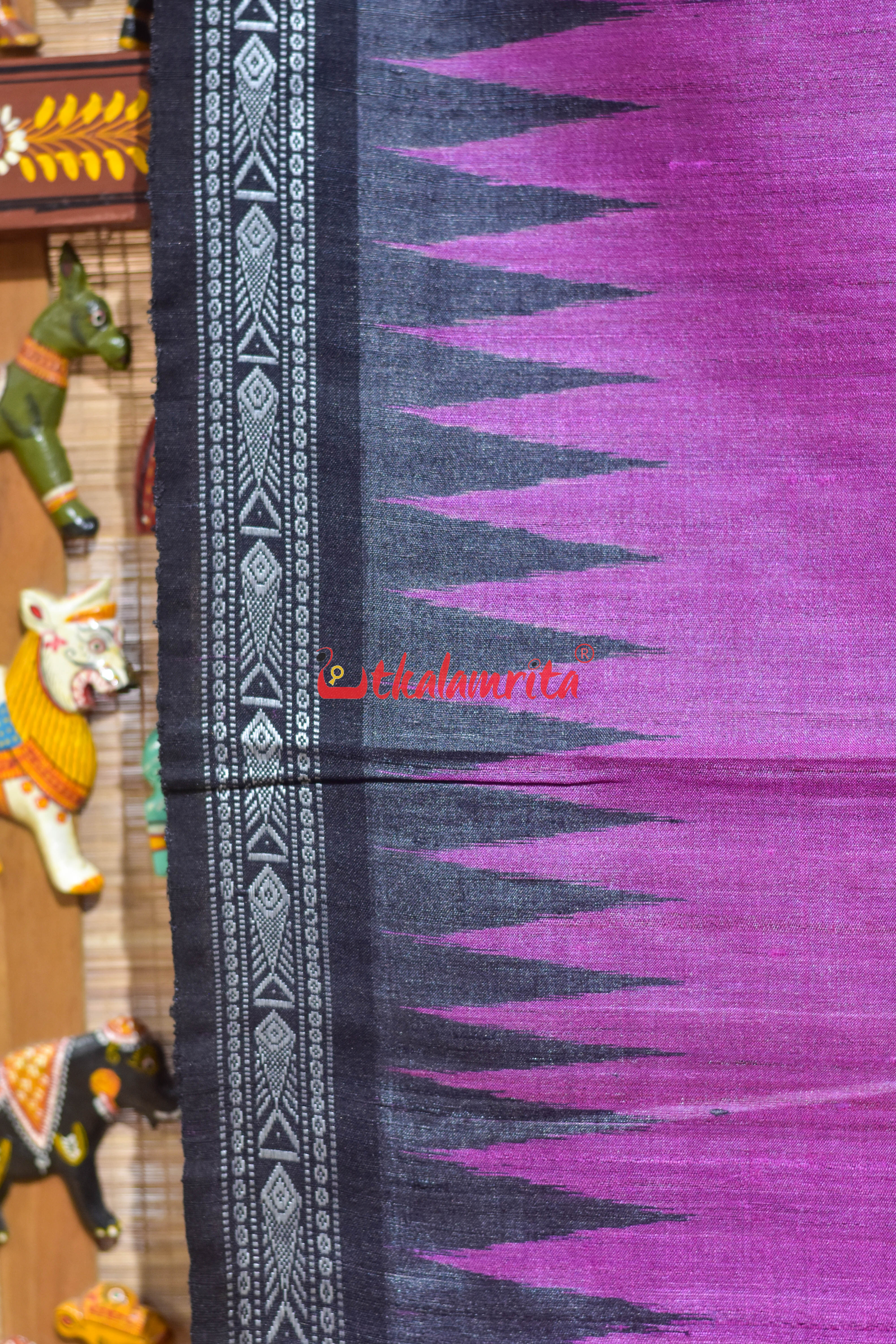 Magenta Black Jala Gopalpur Tussar Silk Saree