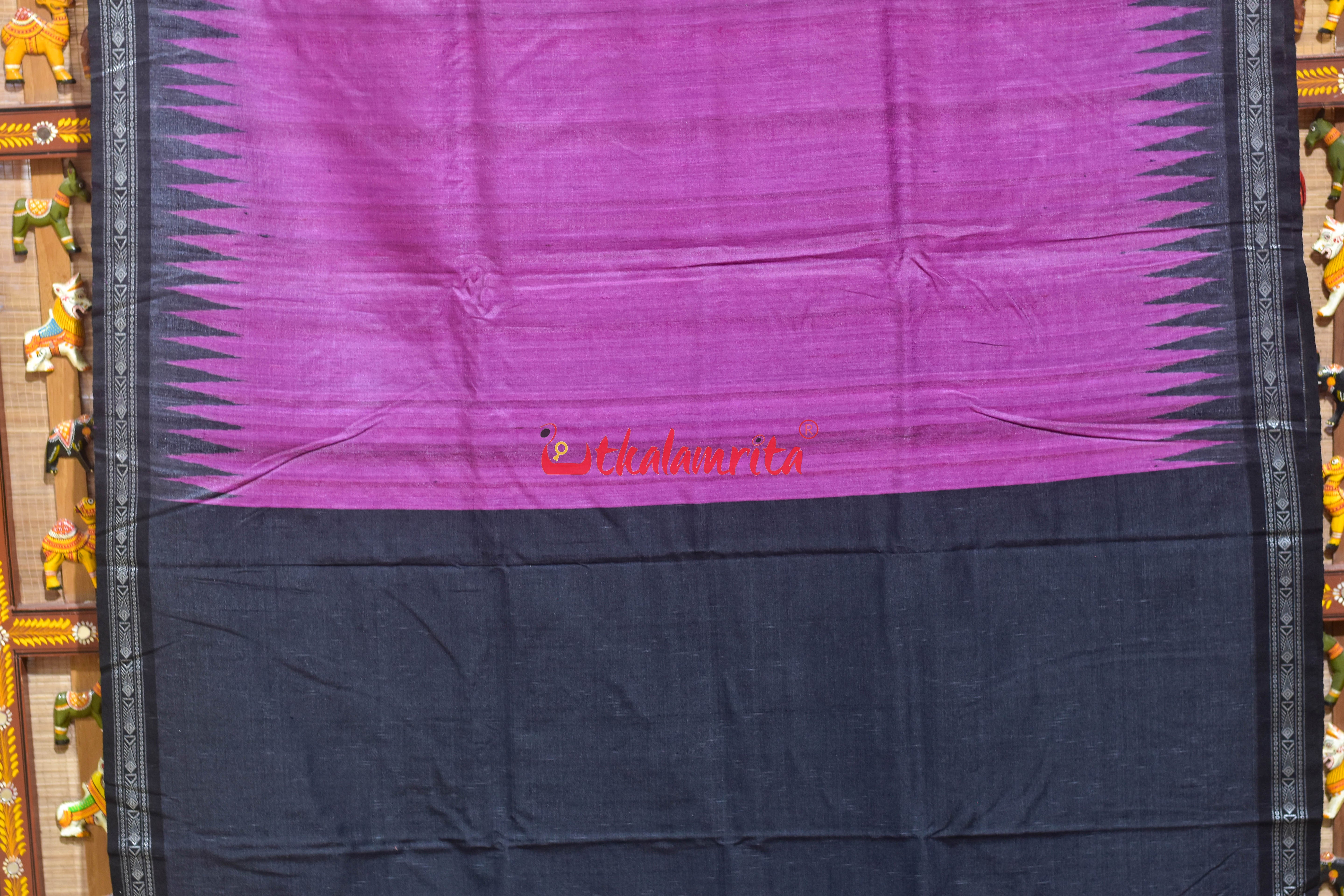 Magenta Black Jala Gopalpur Tussar Silk Saree