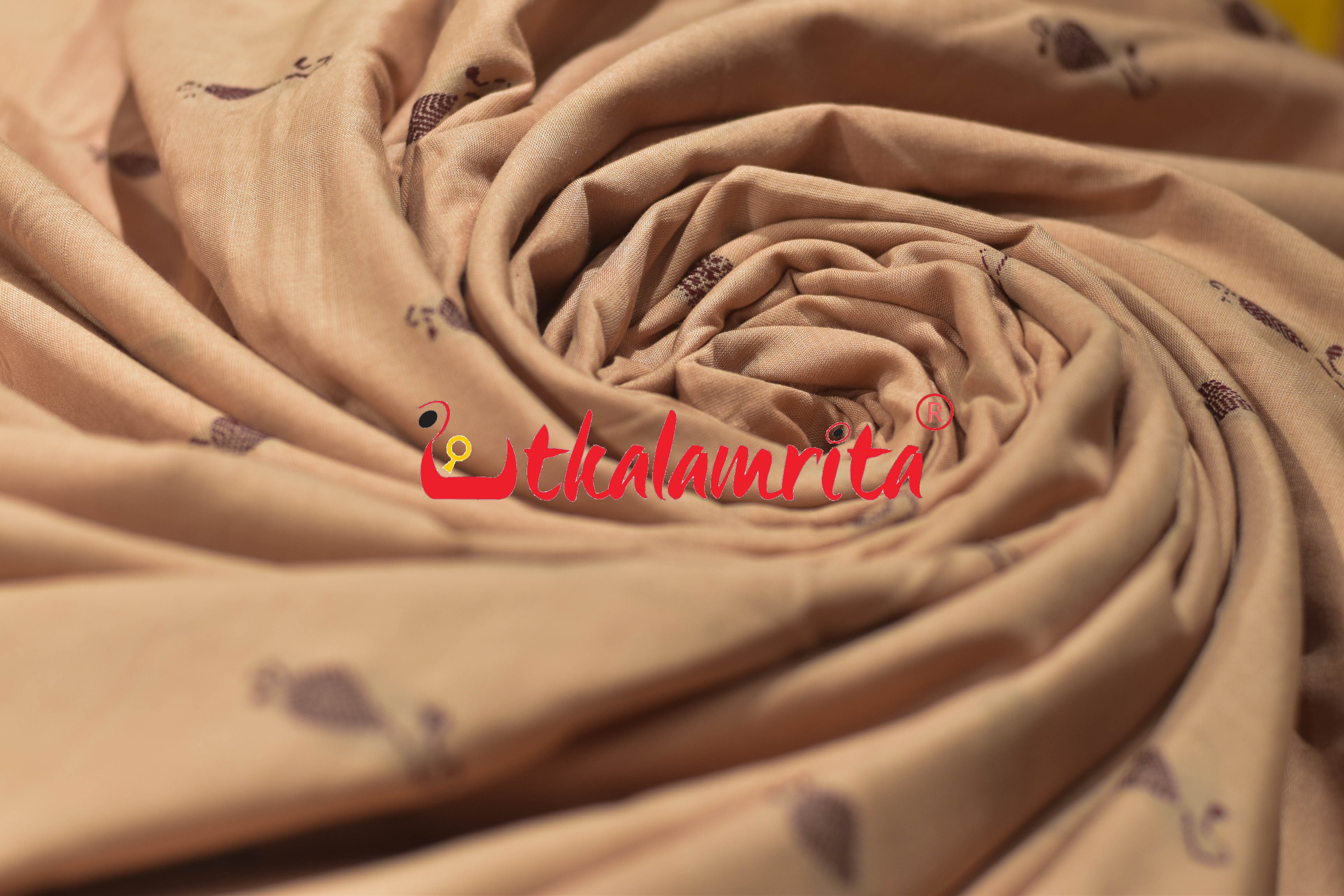 Cream Chain Buti Bomkai Cotton (Fabric)