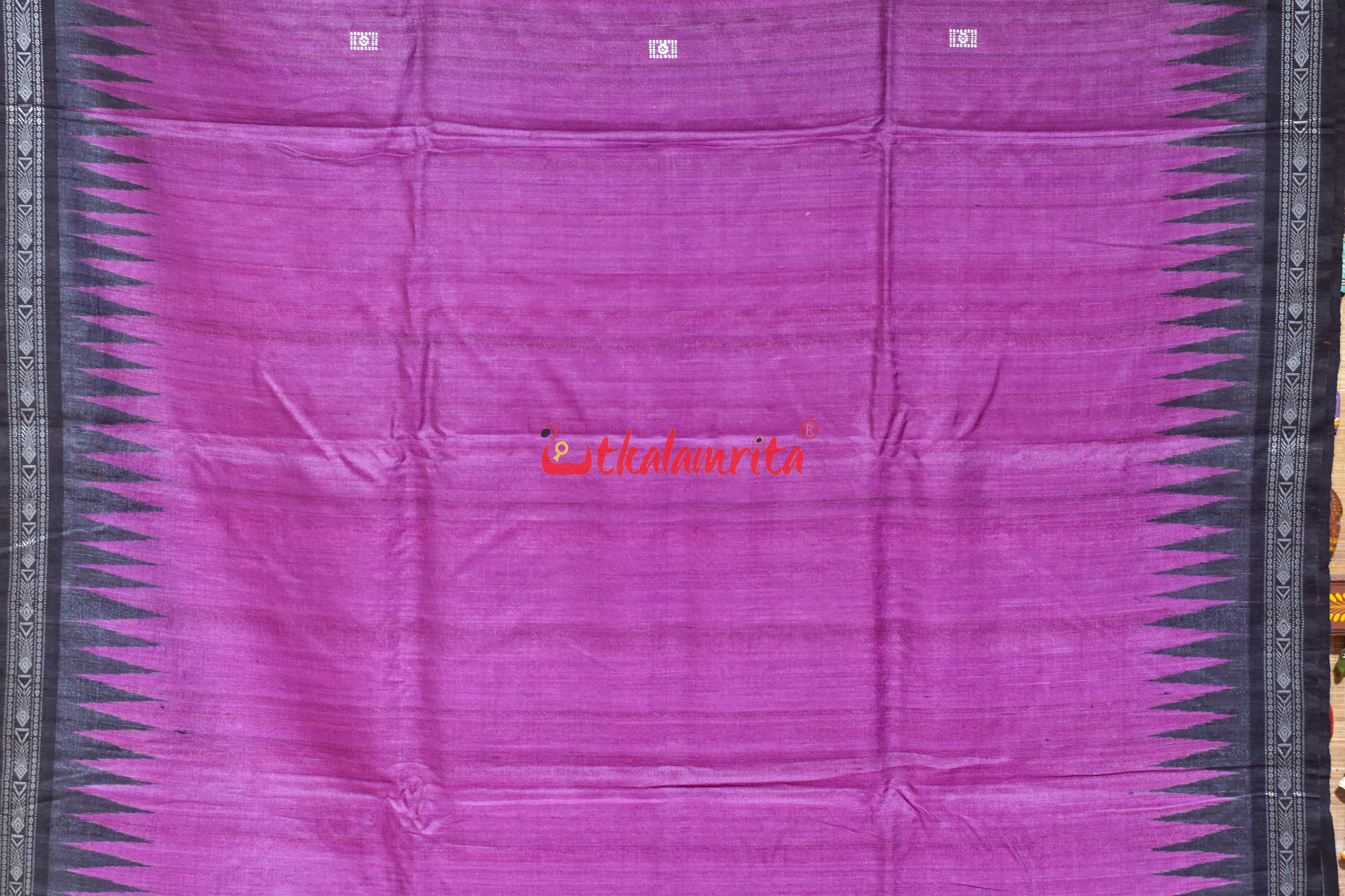 Magenta Black Jala Gopalpur Tussar Silk Saree