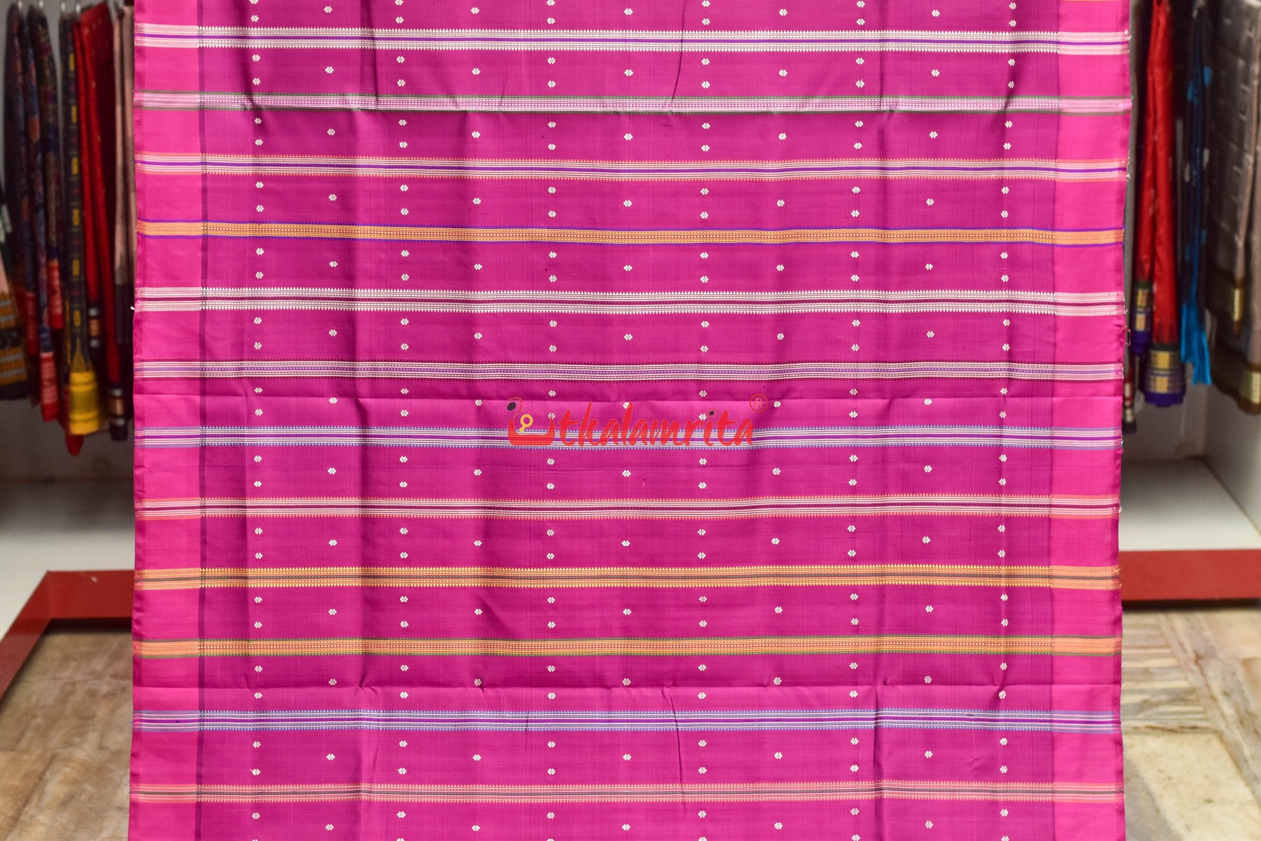 Forest Green Magenta Double Anchal Berhampuri Silk Saree