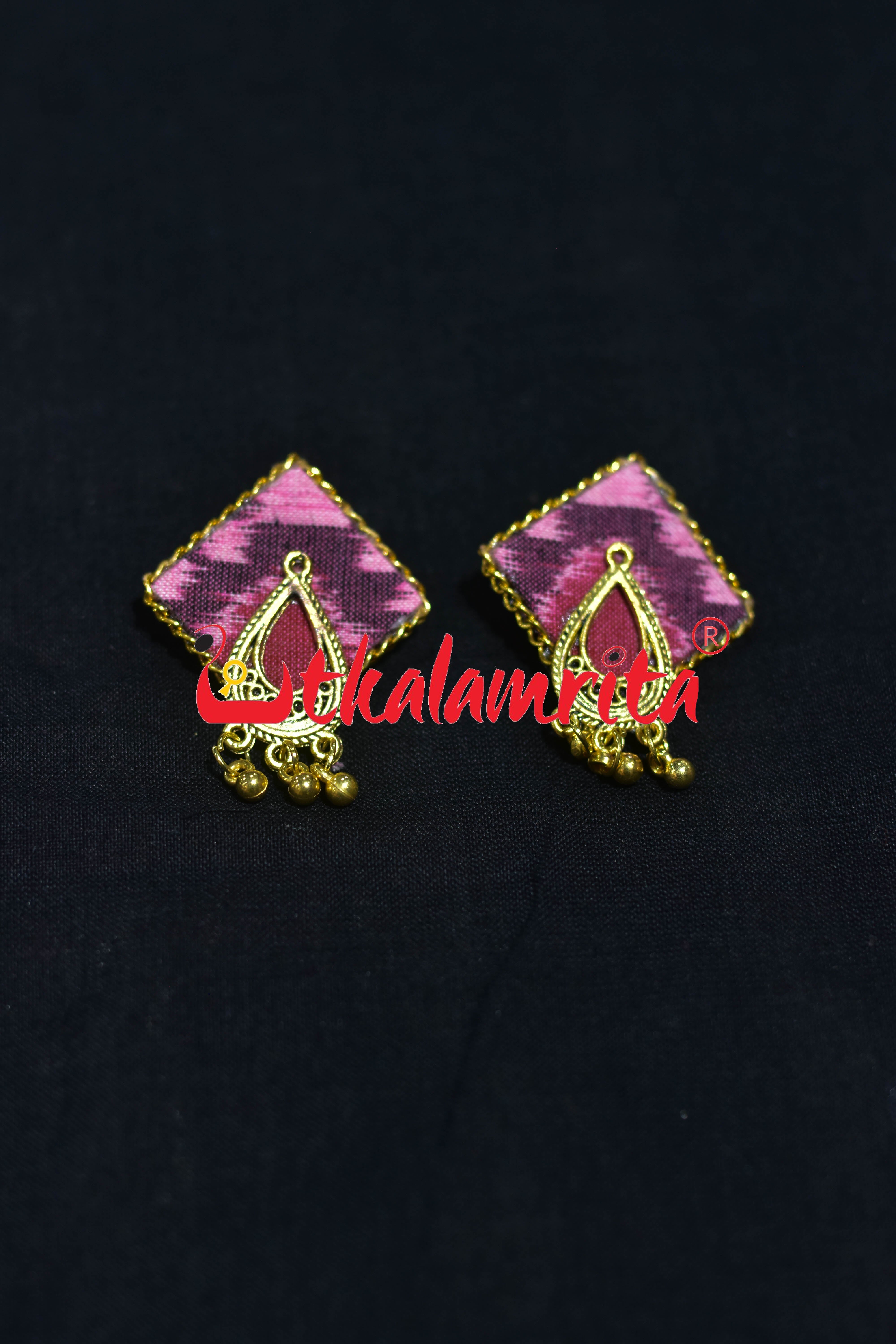 Sweetheart Pink Ikat Golden Necklace Set