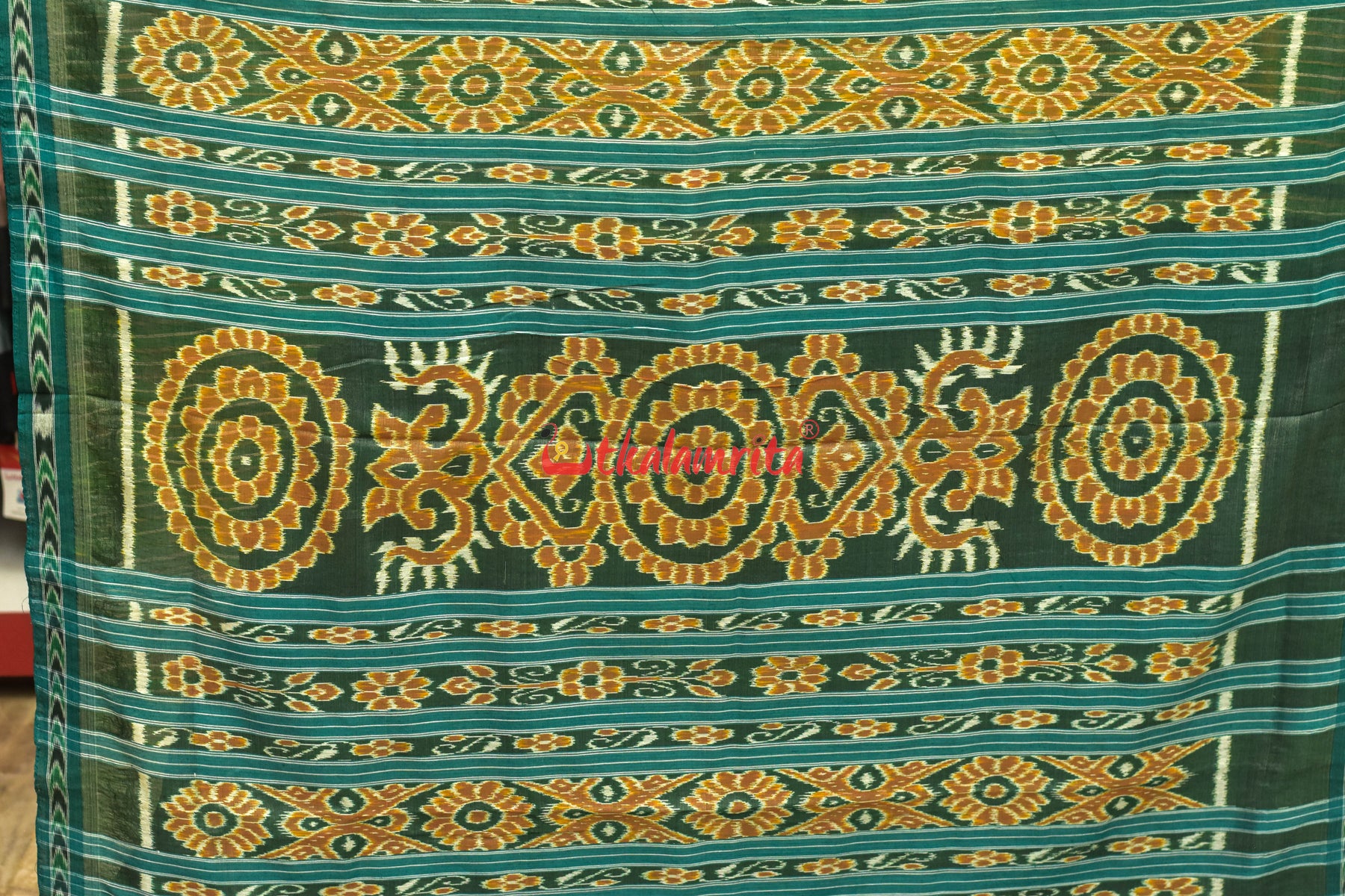 Green Eri Mulberry Flower Anchal Khandua Silk Saree