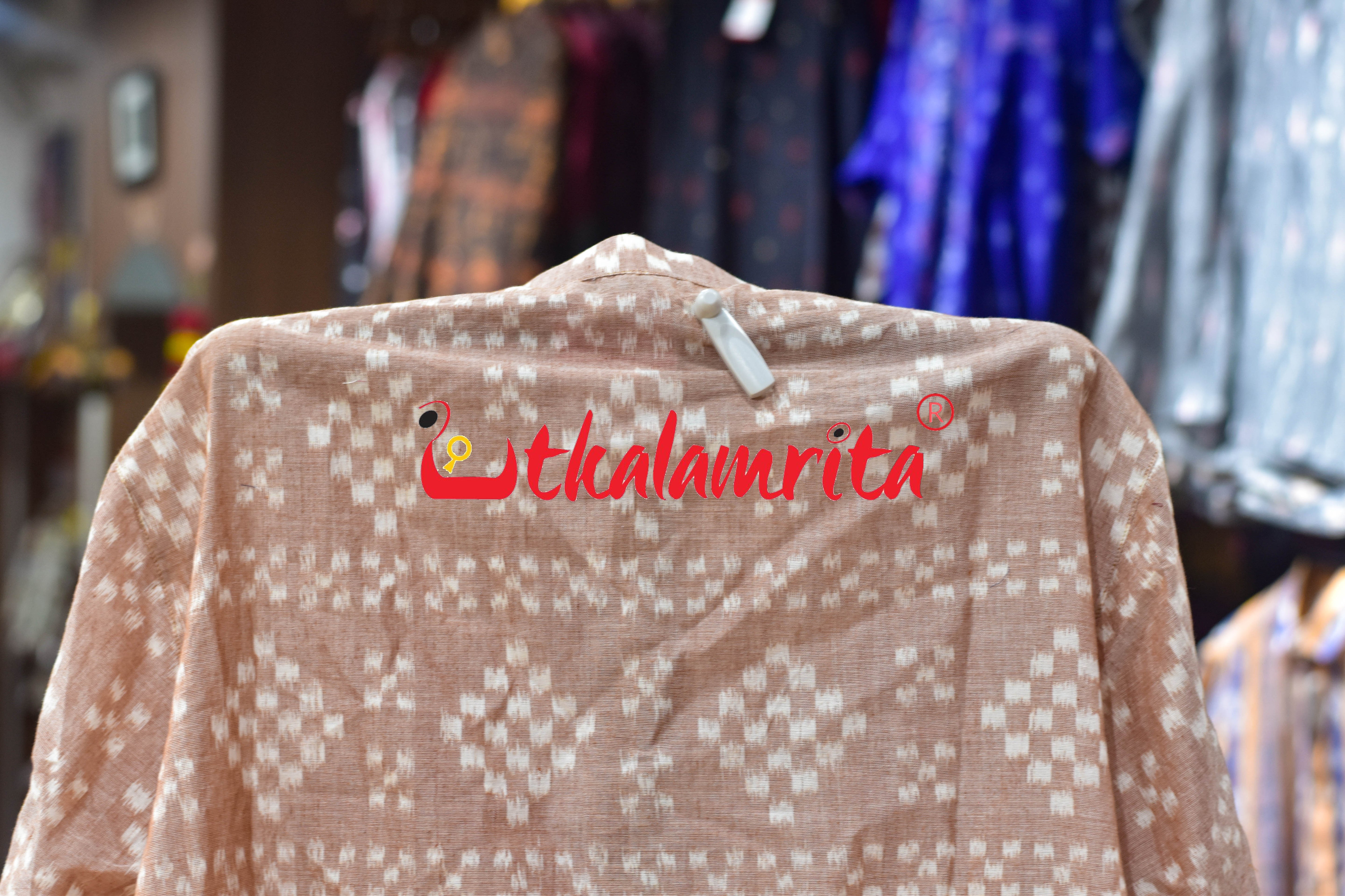 Peach Single Ikat Pasapali (Men's Short Kurta)