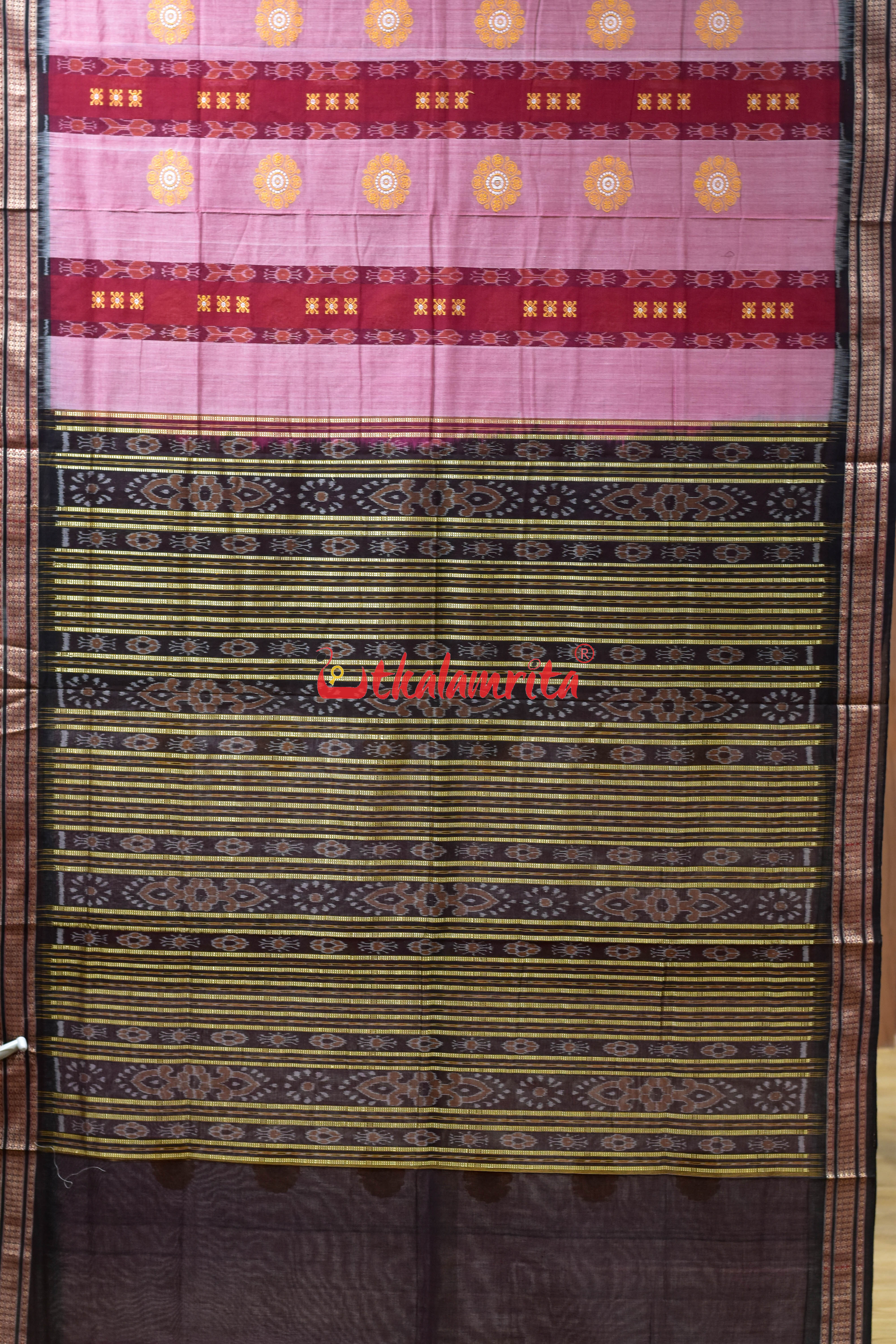 Red Peach Pere Bandha Bomkai Cotton Saree