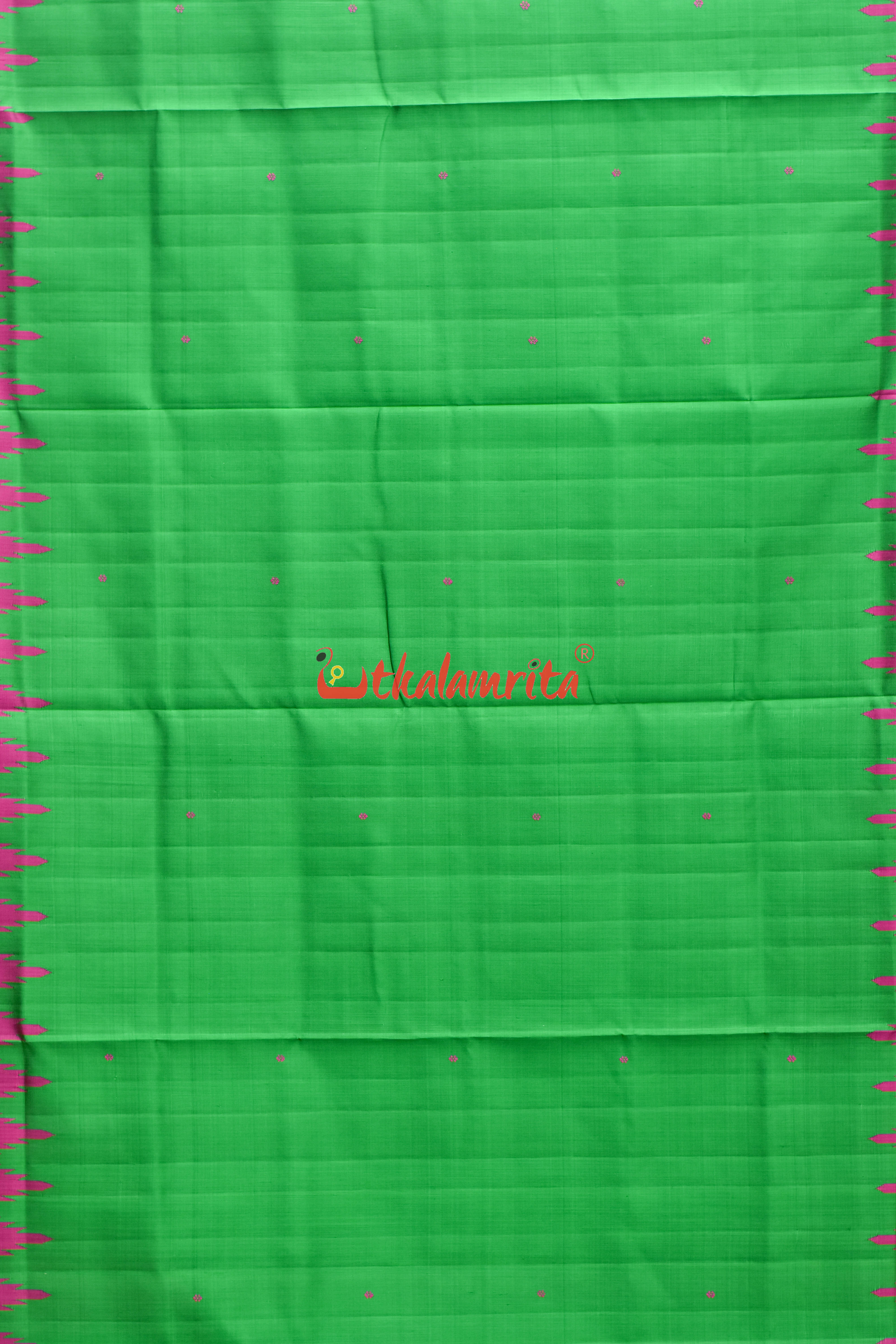 Forest Green Magenta Double Anchal Berhampuri Silk Saree