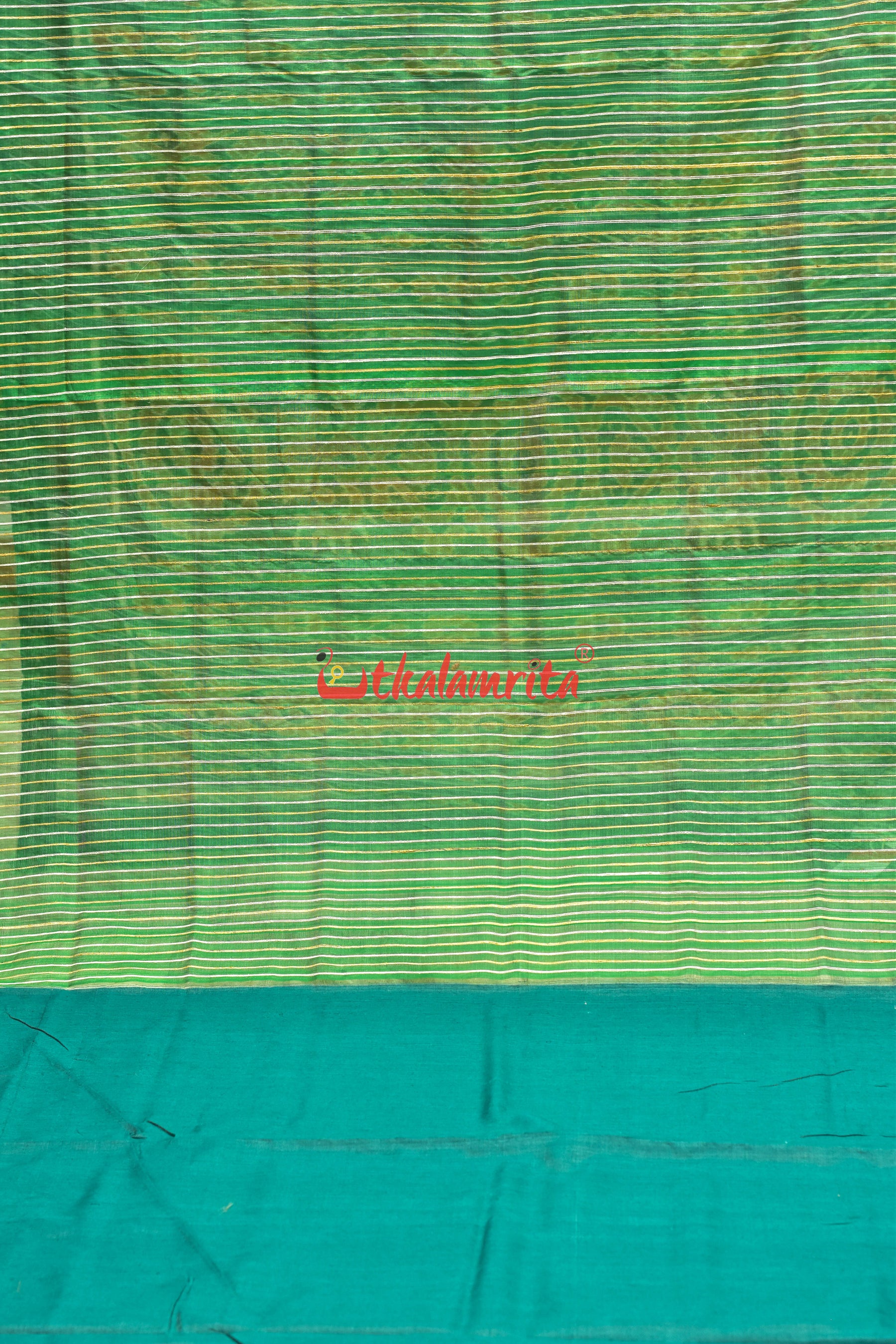 Green Eri Mulberry Flower Anchal Khandua Silk Saree