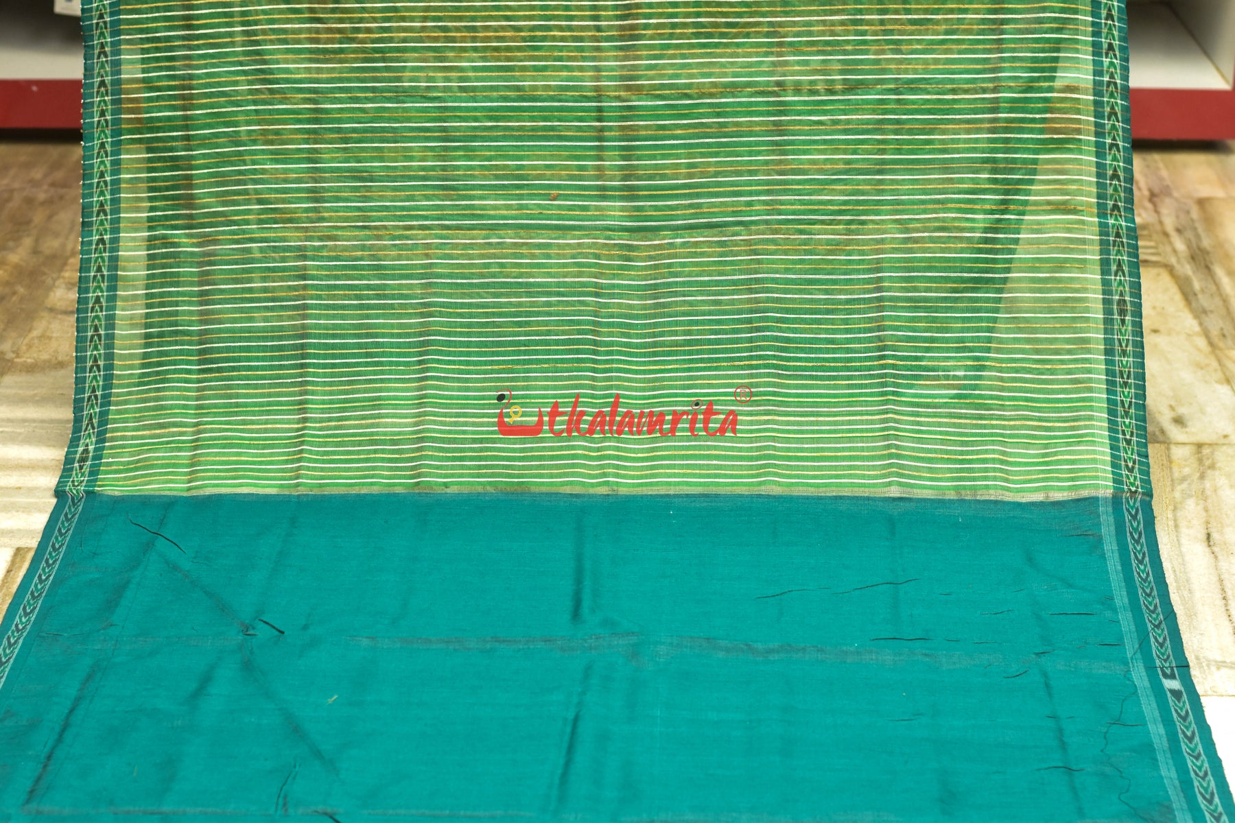 Green Eri Mulberry Flower Anchal Khandua Silk Saree