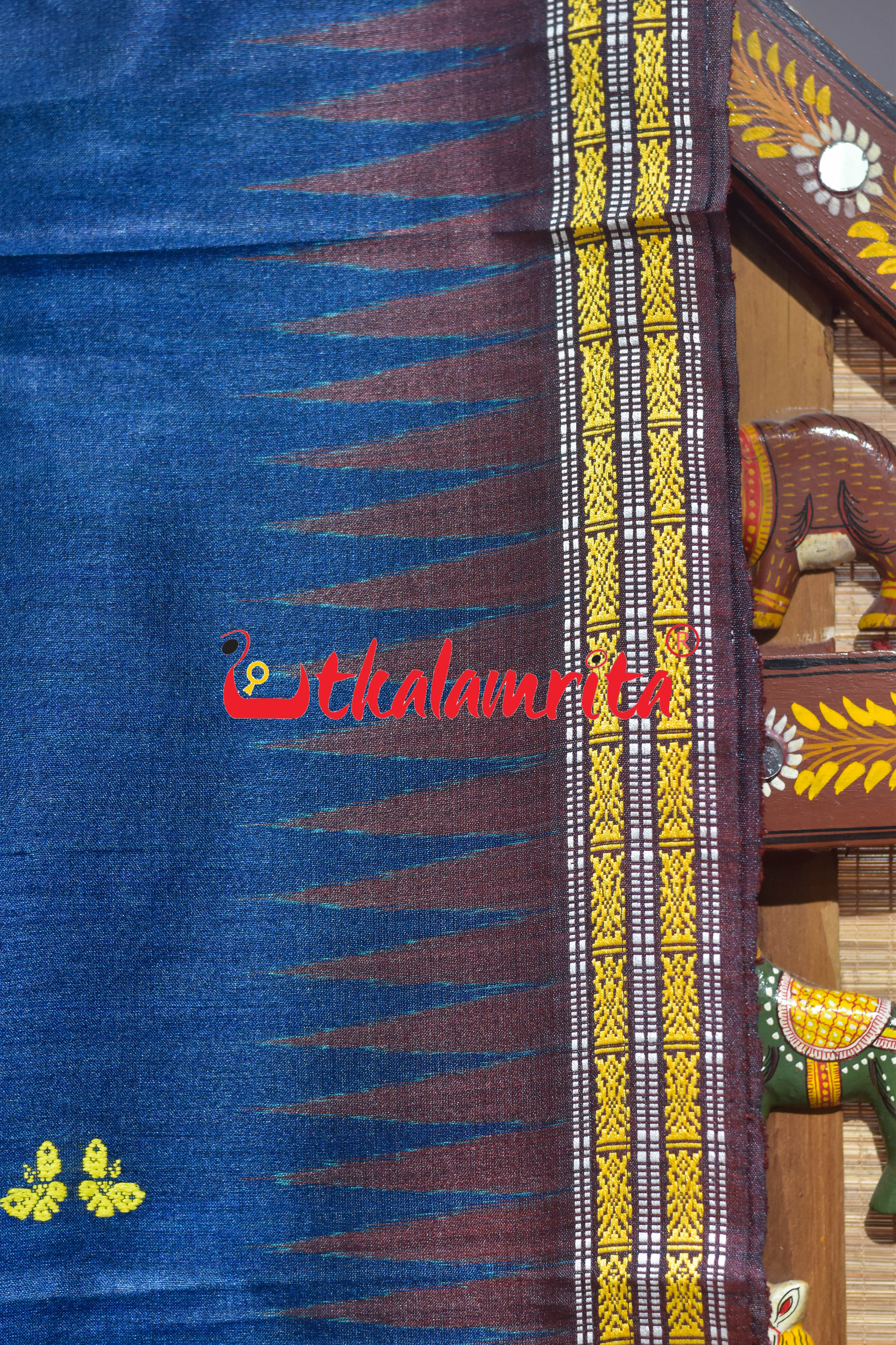 Prussian Blue Original Ganjam Bomkai Inspired Gopalpur Tussar Saree