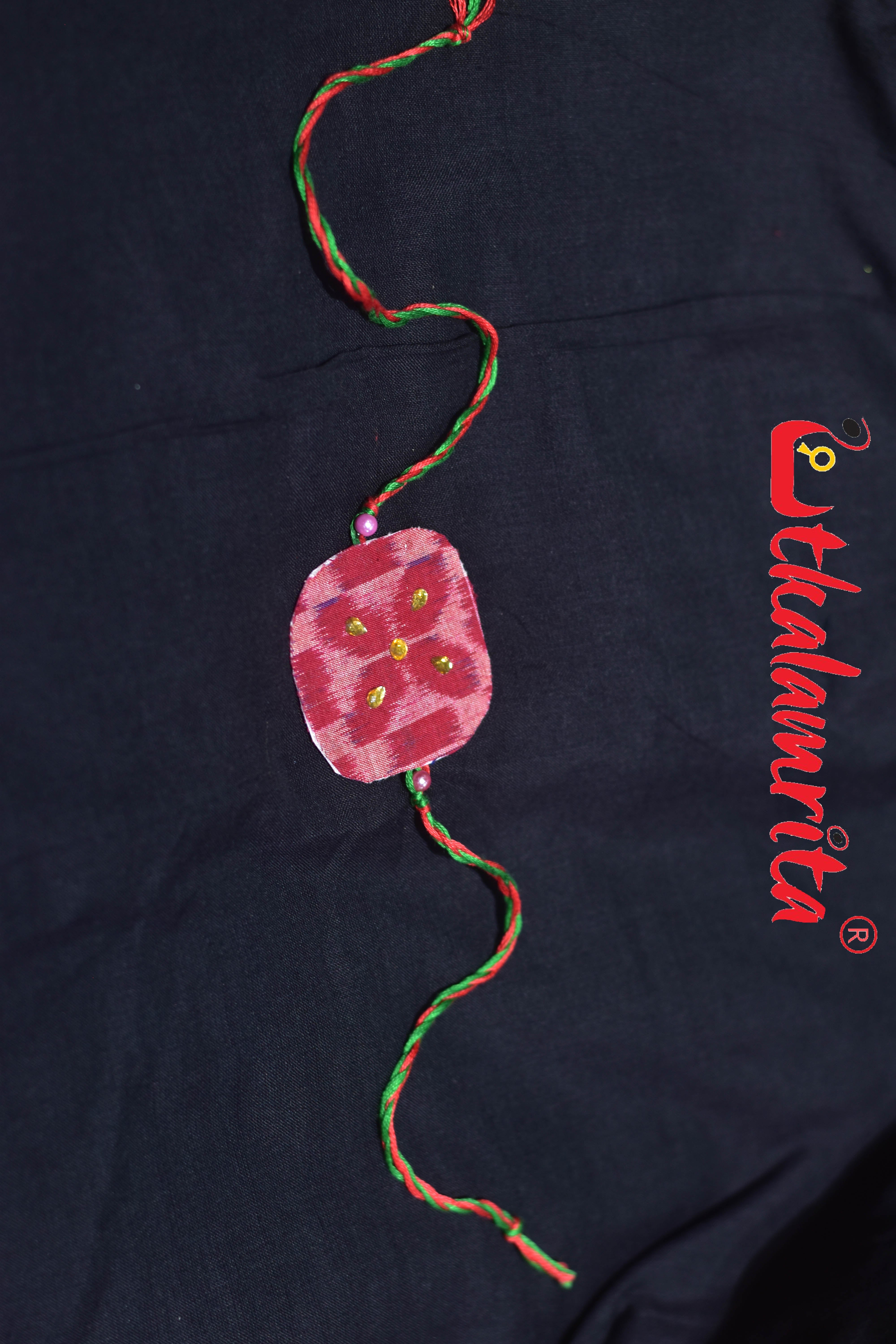 Red Round Flower (Ikat Rakhi)