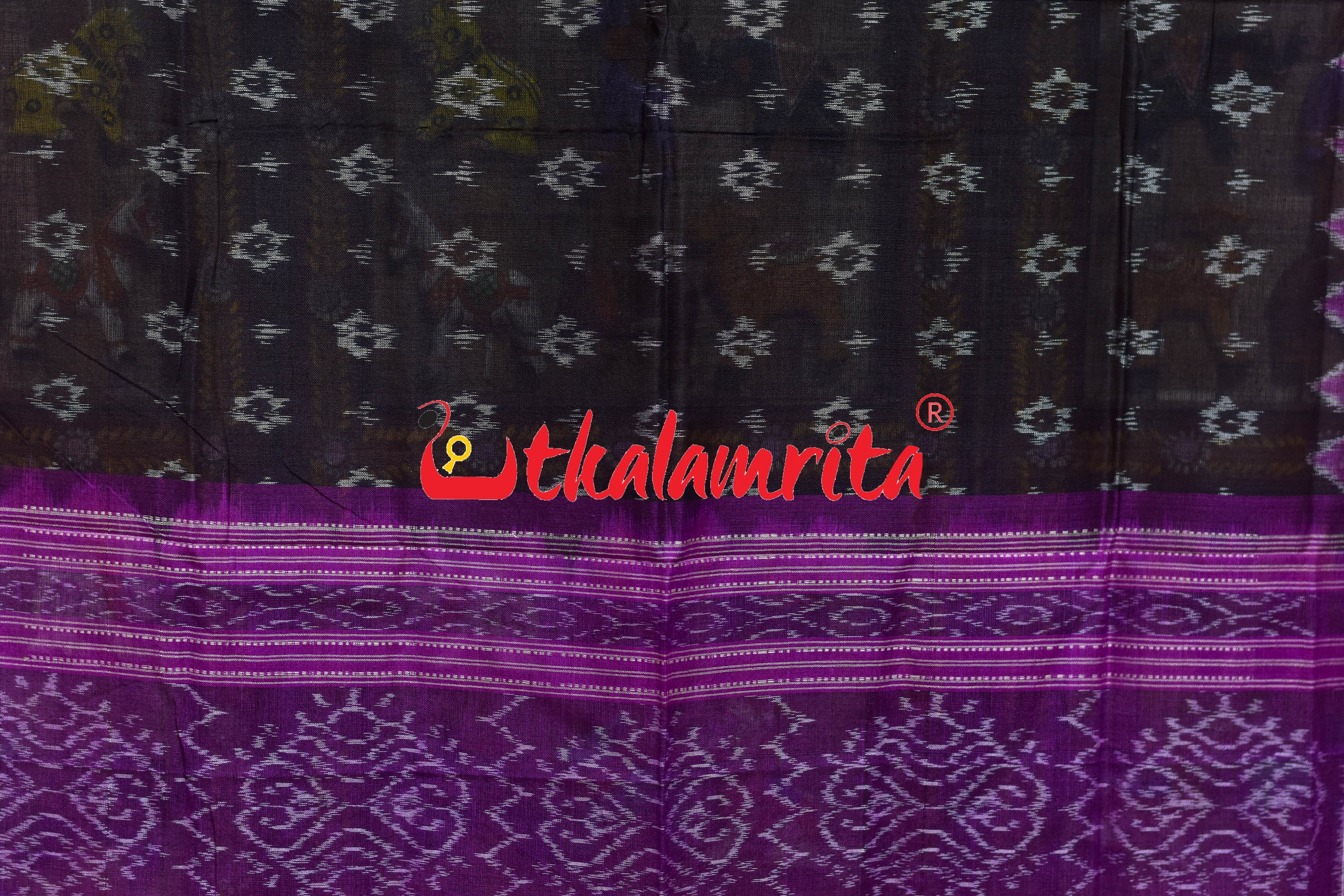 Black Magenta Star Phula Sambalpuri (Dupatta)
