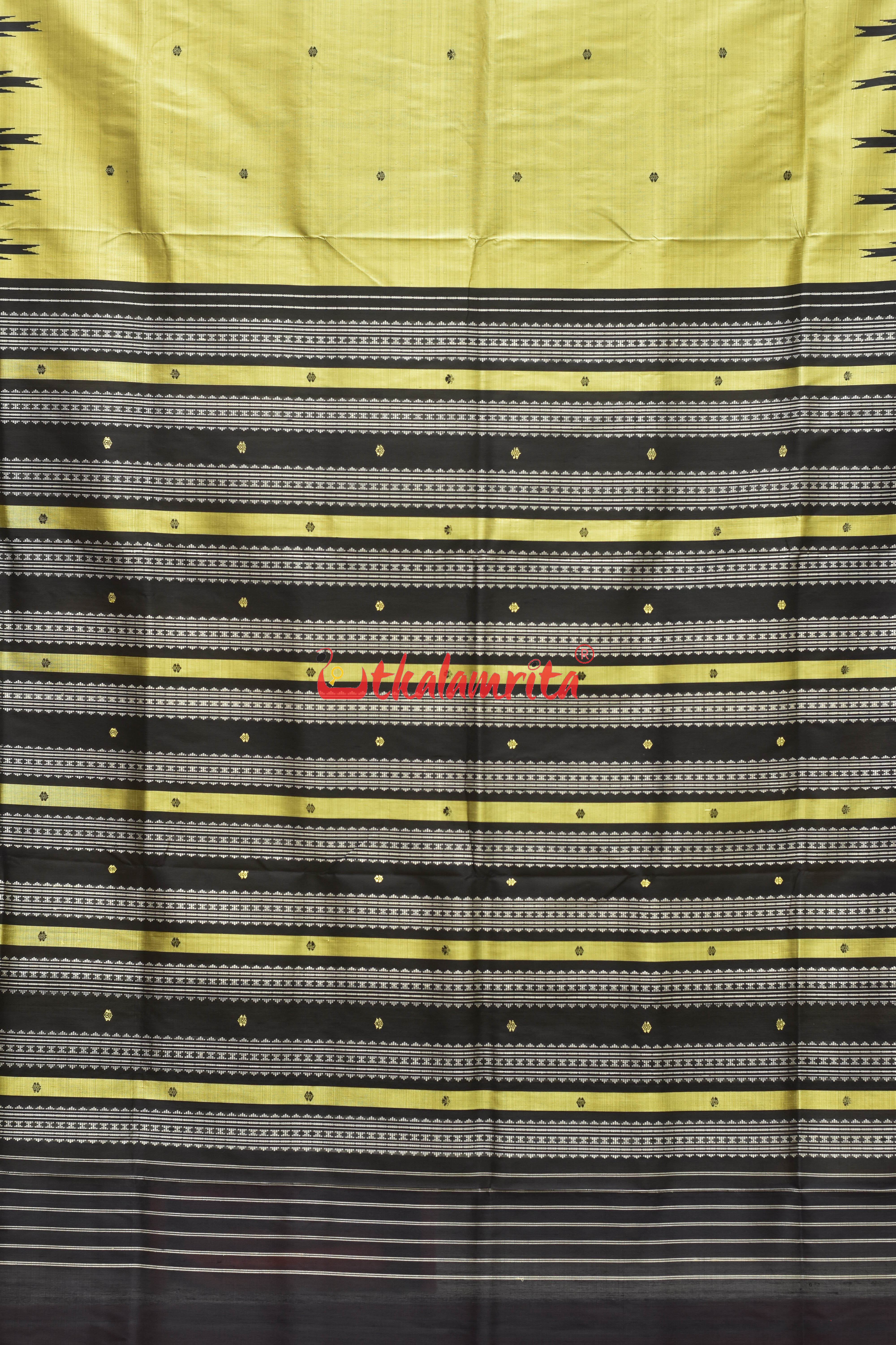 Golden Ivory Double Anchal Berhampuri Silk Saree