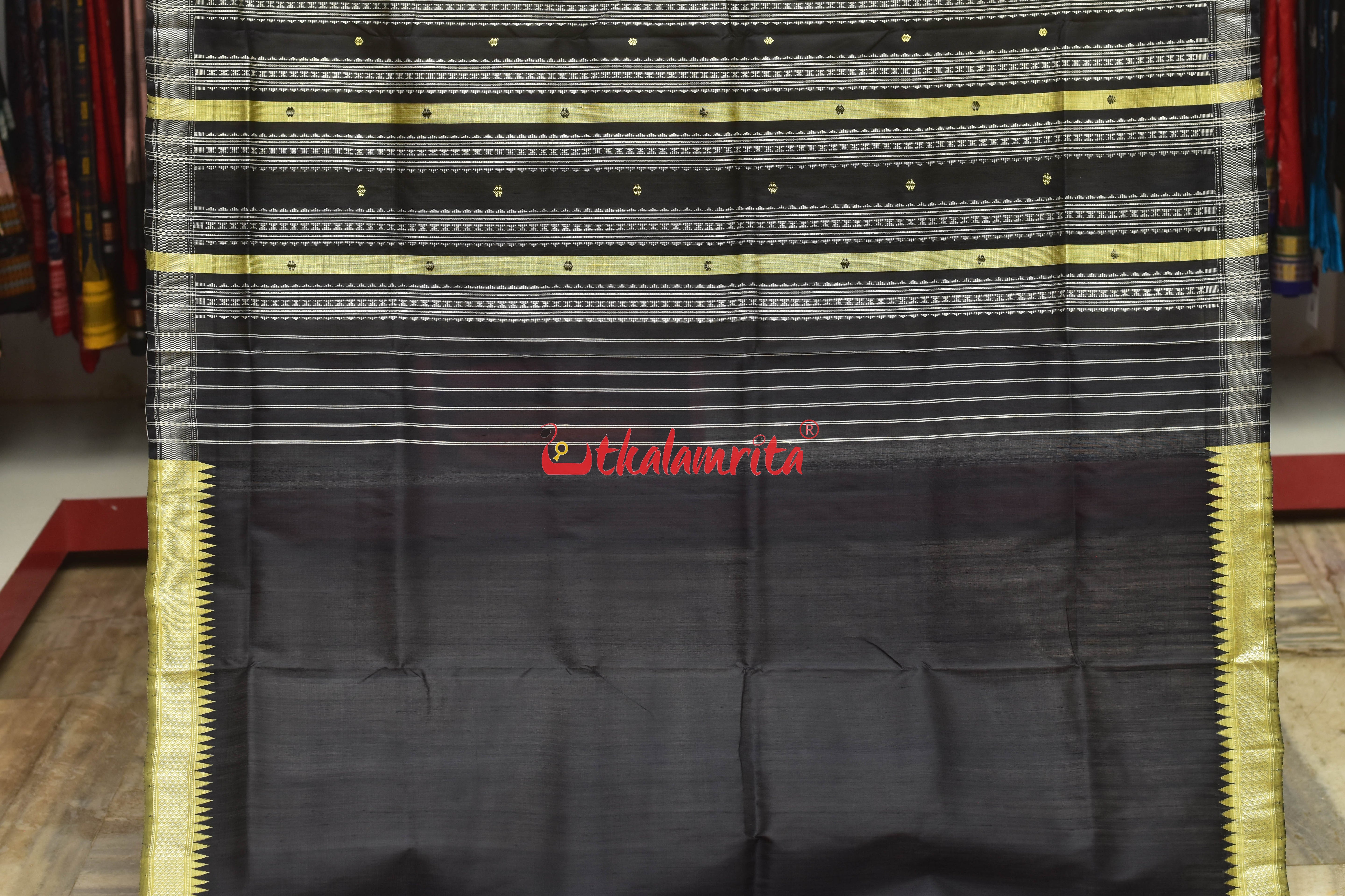 Golden Ivory Double Anchal Berhampuri Silk Saree