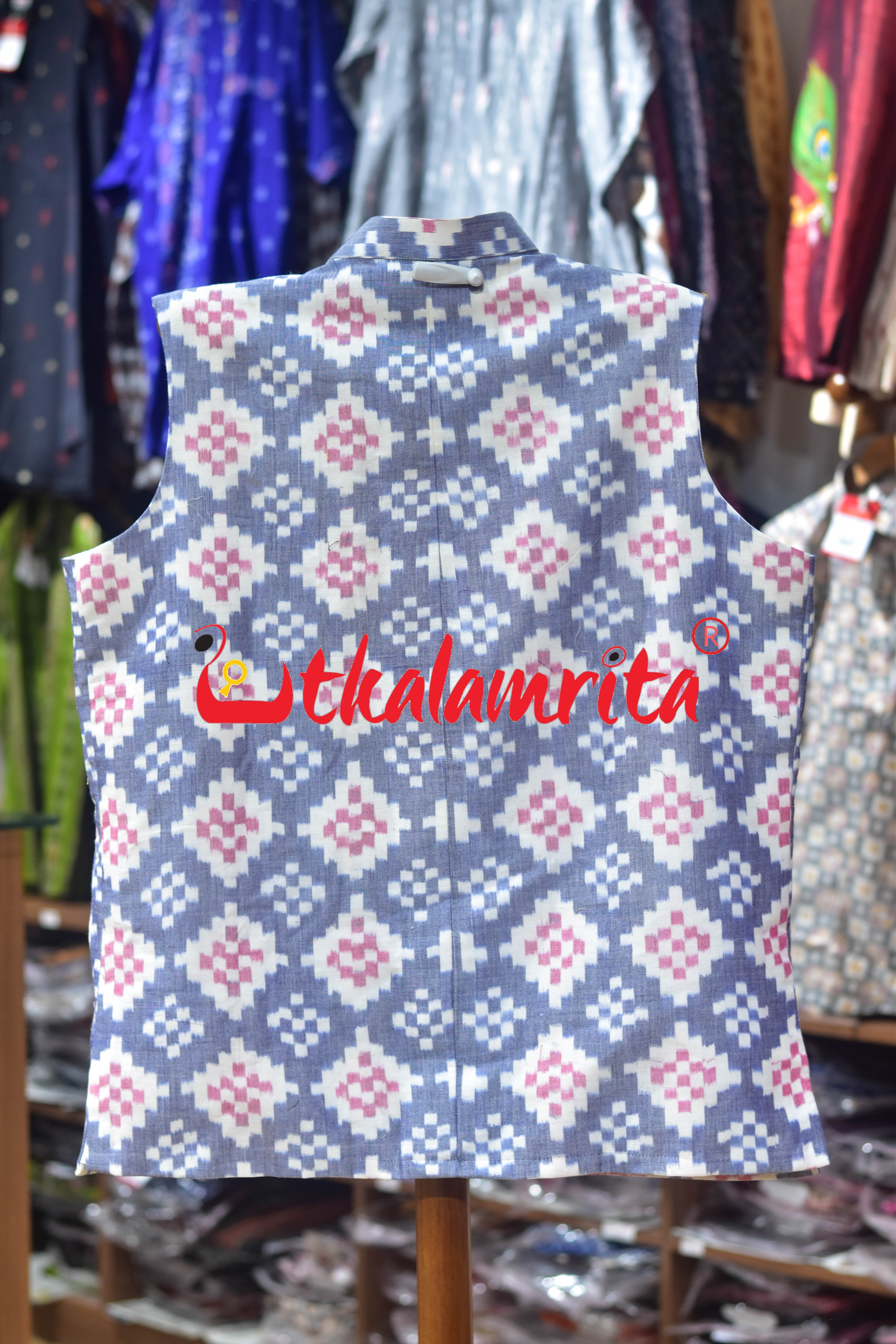 White Blue Plain Pasapali (Modi Jacket)